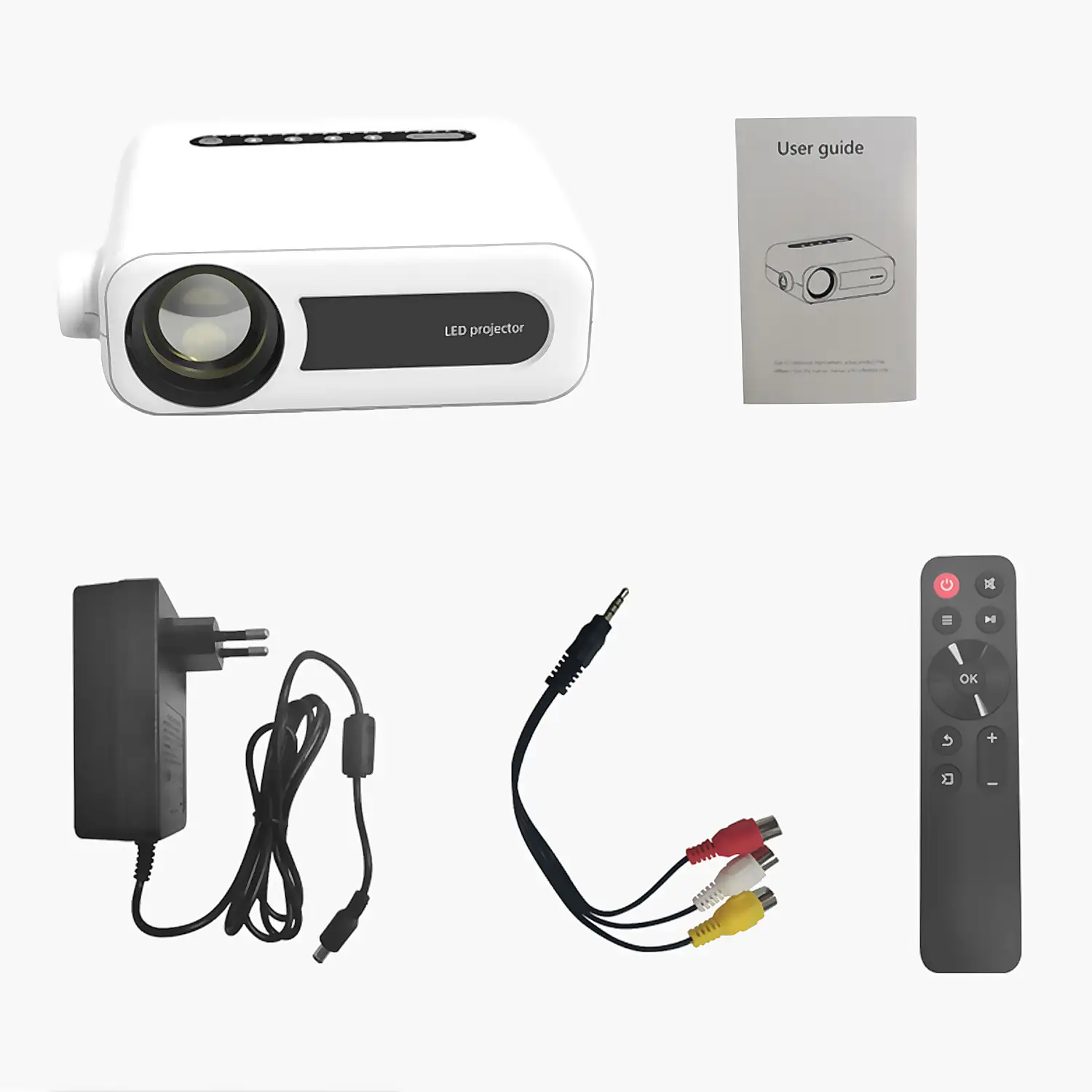 Proyector LCD YG330 Wifi, 1024px, duplicación de pantalla para iOS y Android. Conexión USB, HDMI y AV. De 35 a 200 pulgadas, 1800 lm. Con mando a distancia.