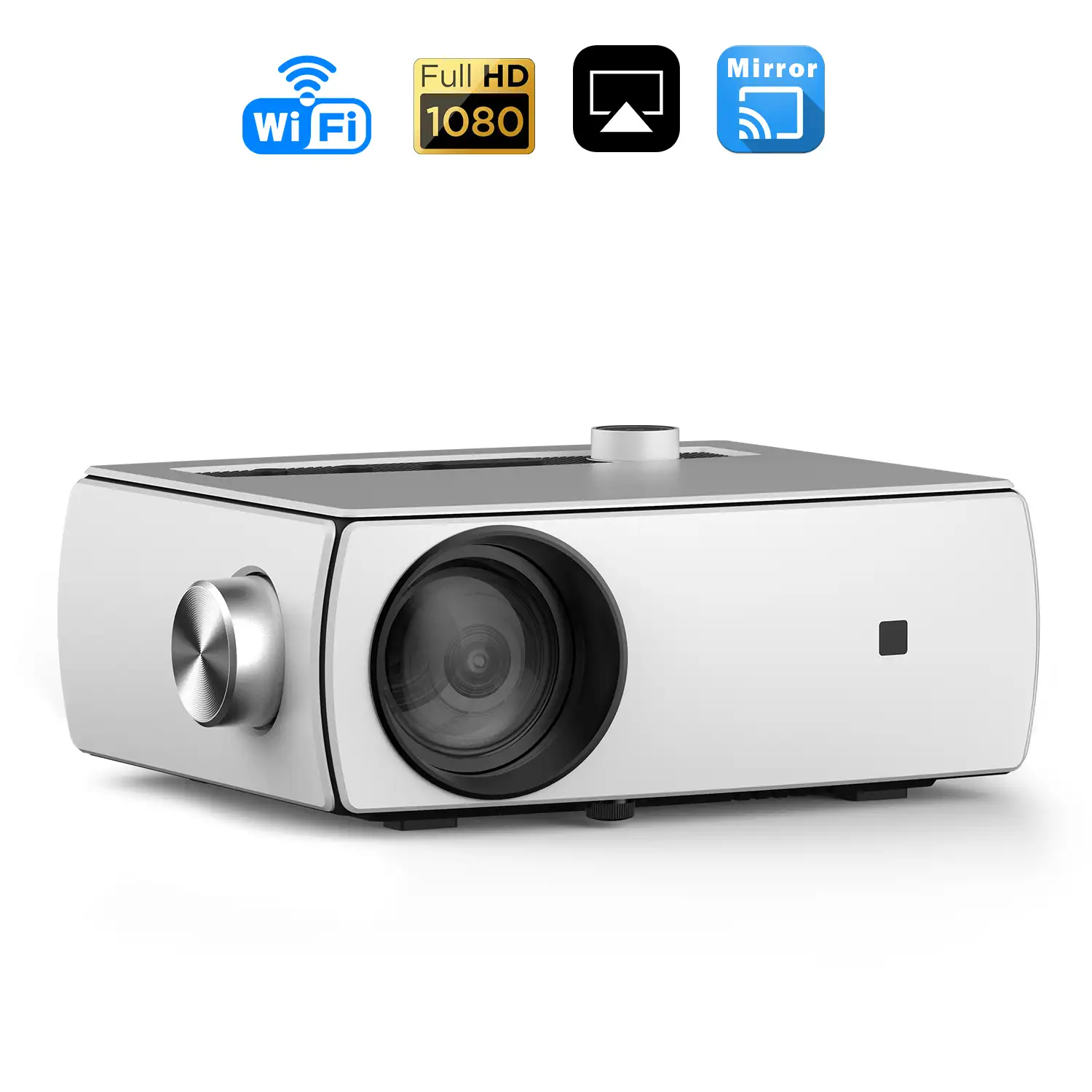 Proyector LCD YG430 Wifi, FHD1080, duplicación de pantalla para iOS y Android. USB/HDMI/AV. De 42.5 a 176 pulgadas, 2300 lm, 2000:1. Con mando a distancia.