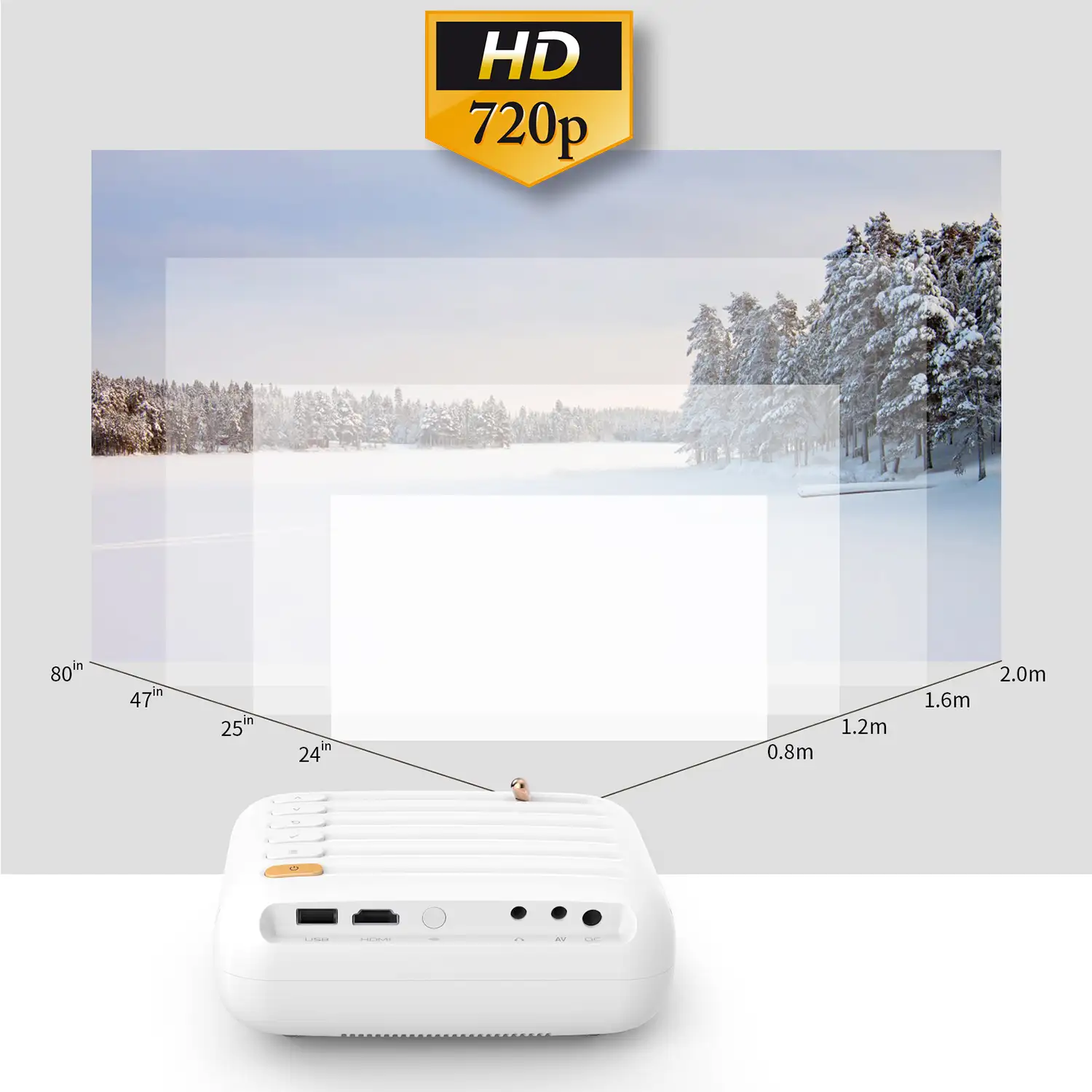 Proyector B1 Wifi LCD, HD720P, duplicación de pantalla para iOS y Android. USB/HDMI/AV. De 32 a 176 pulgadas, 3000lm. Con mando a distancia.