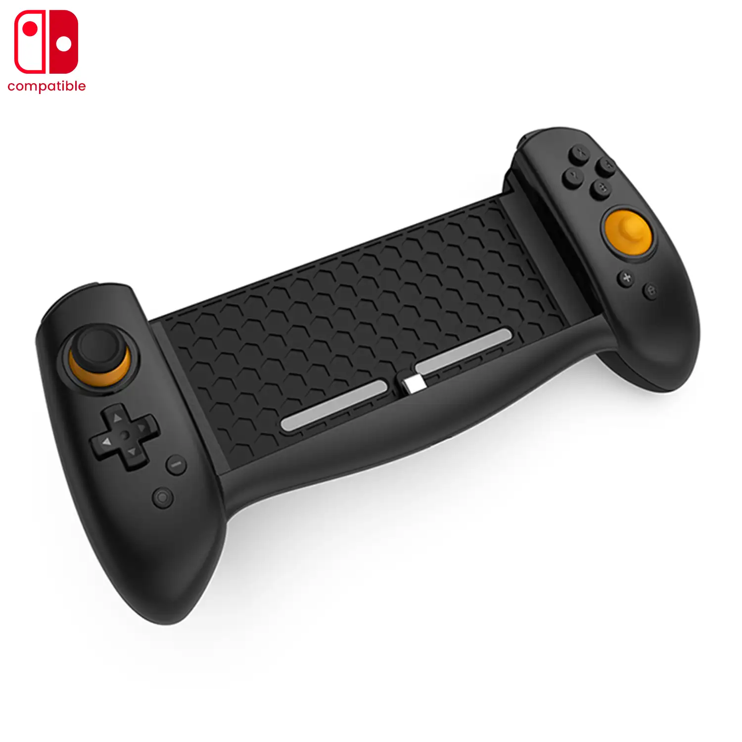 Mando Grip TNS-18133C compatible con Nintendo Switch. Conexión auto, alta ergonomía, motores de vibración, sensores giroscópicos.