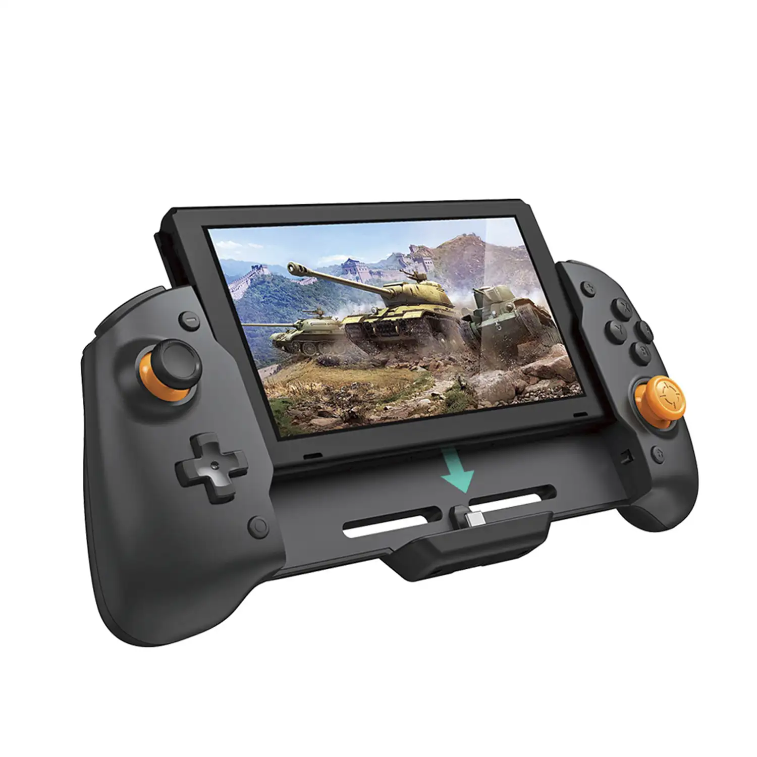 Mando Grip TNS-19252C compatible con Nintendo Switch. Motores de vibración, sensores giroscópicos, alta ergonomía. Incluye funda semirígida.