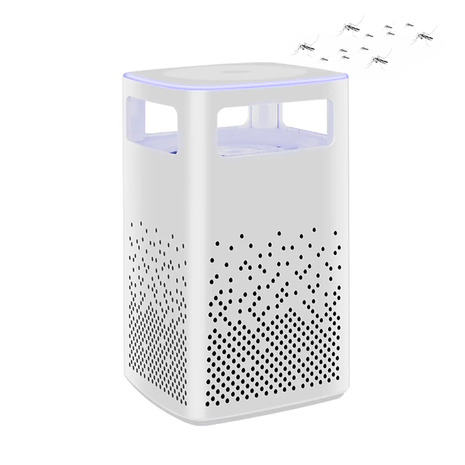 Atrapa mosquitos eléctrico, con luz led, aspirador y depósito.