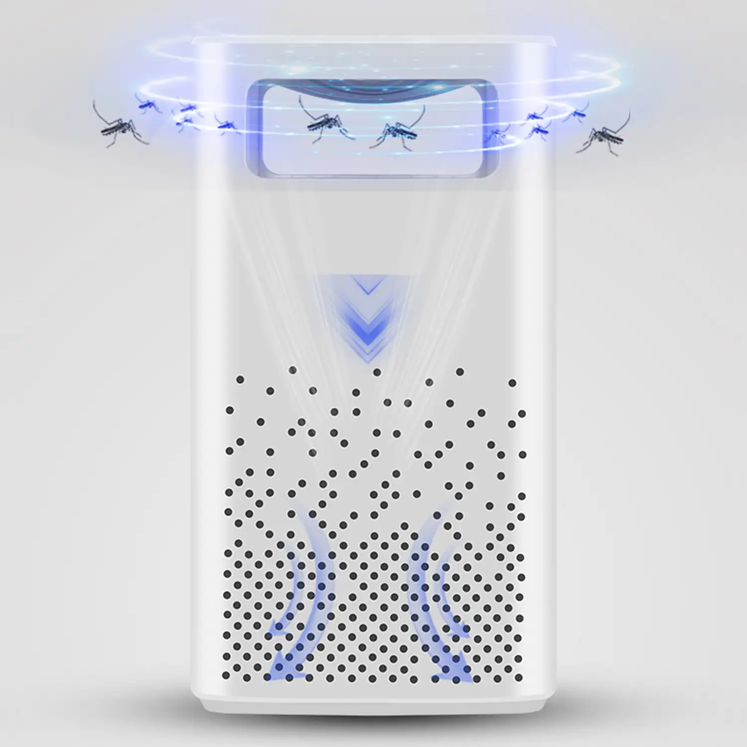 Atrapa mosquitos eléctrico, con luz led, aspirador y depósito.