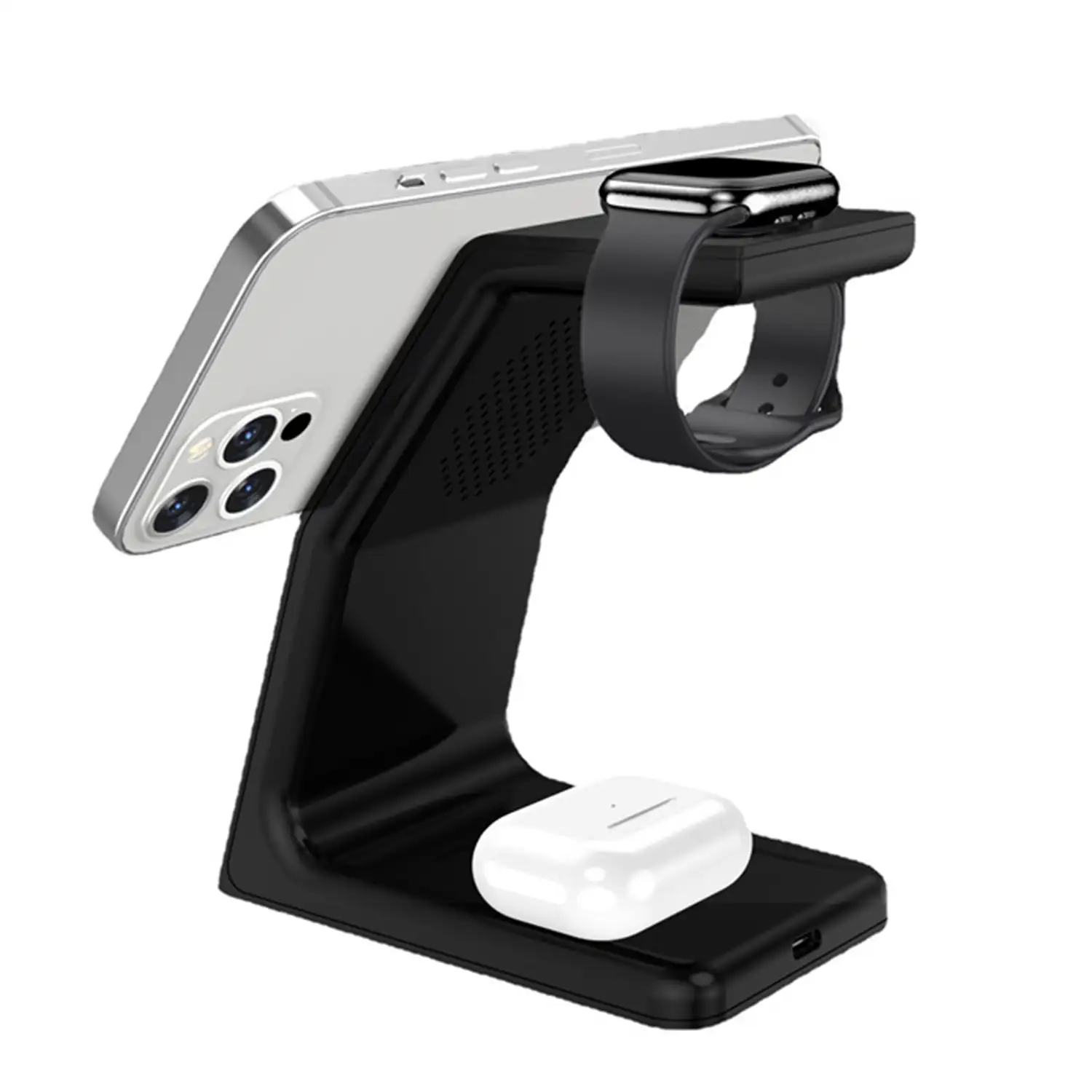 Cargador inalámbrico J-W23 magnético 3 en 1, 15W. Compatible con Magsafe. Base de carga para Apple Watch y auriculares Qi.