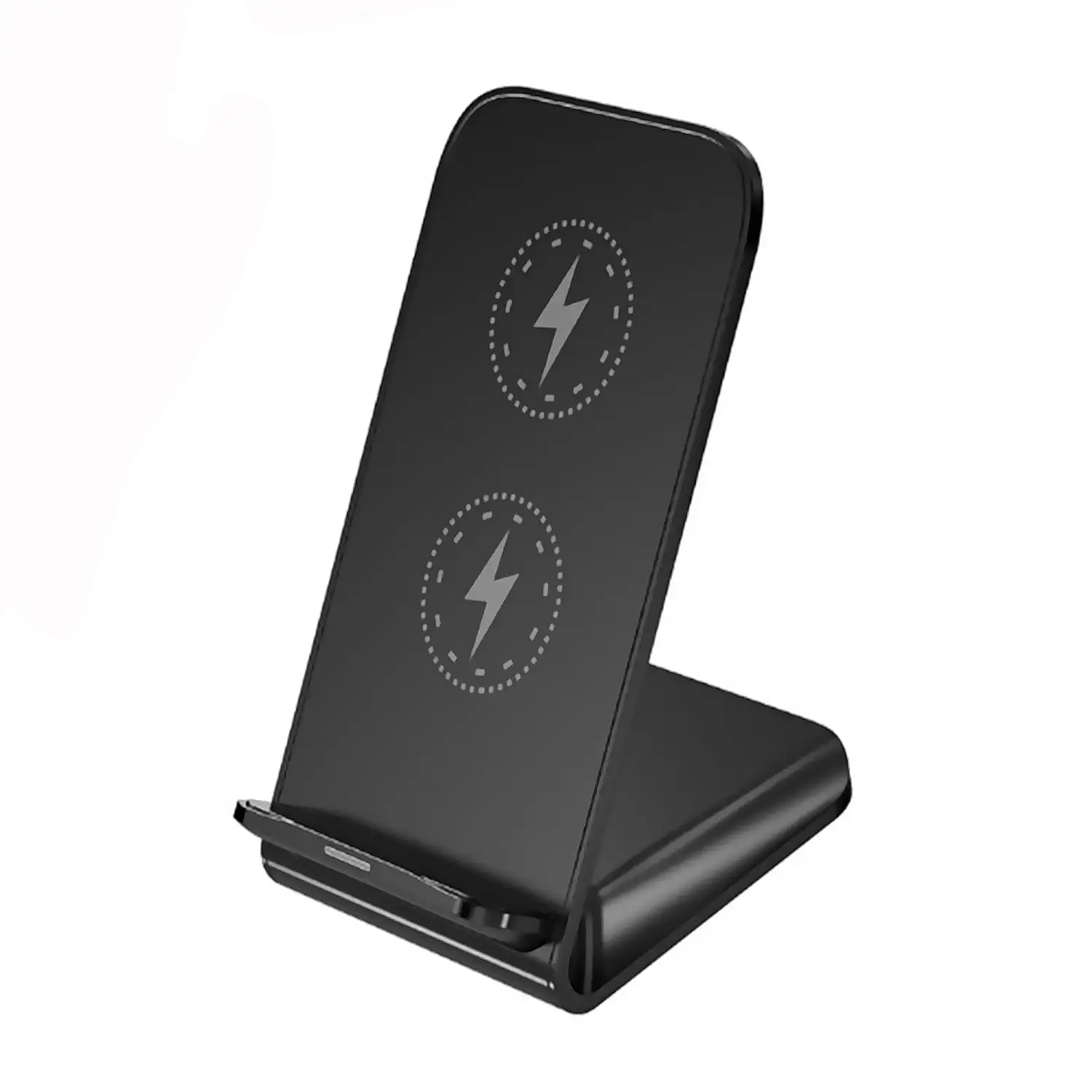 Cargador inalámbrico Qi de bobinas duales con soporte. 15W/10W/7.5W/5W/