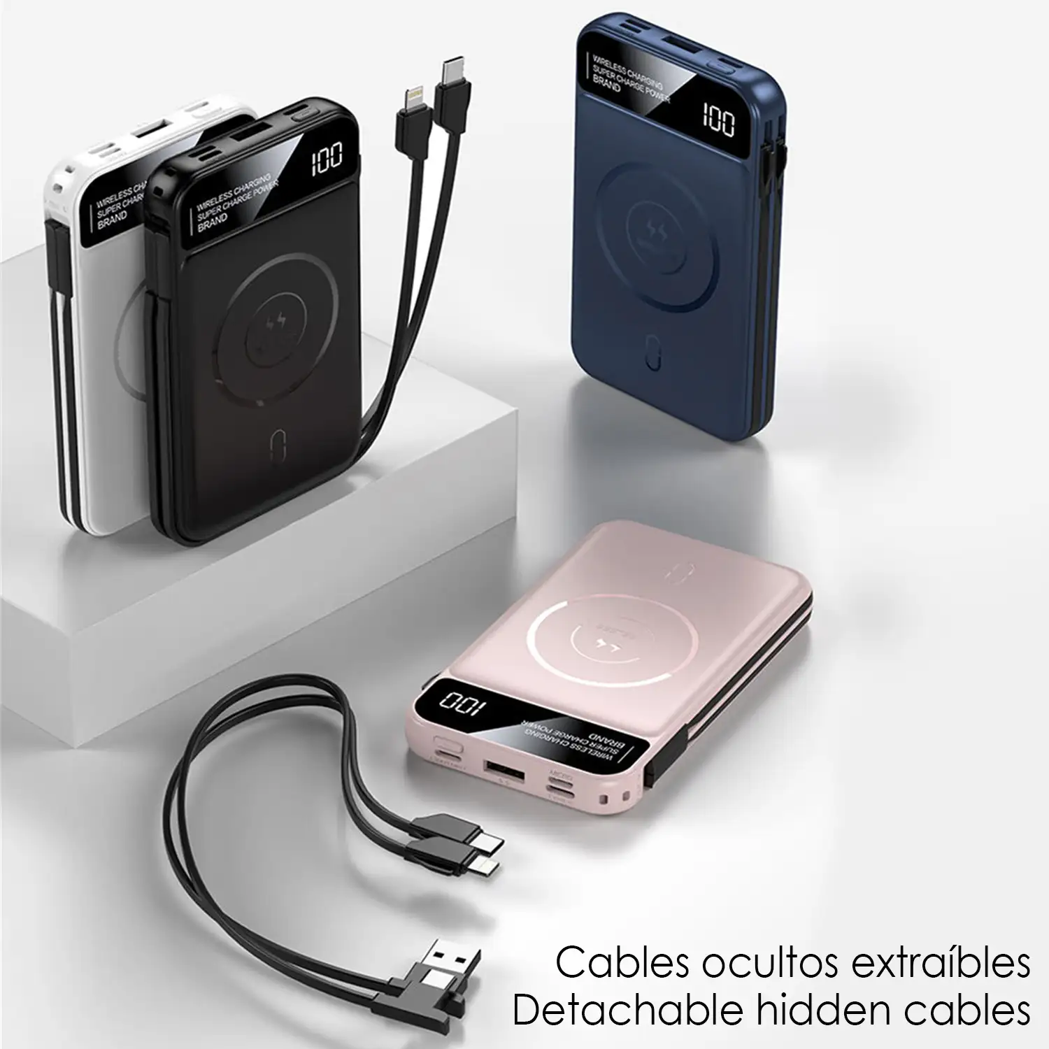 Powerbank 10.000mAh con carga inalámbrica de 15W, salida PD22.5W Super quick charge, carga rápida. Pantalla indicadora de carga.