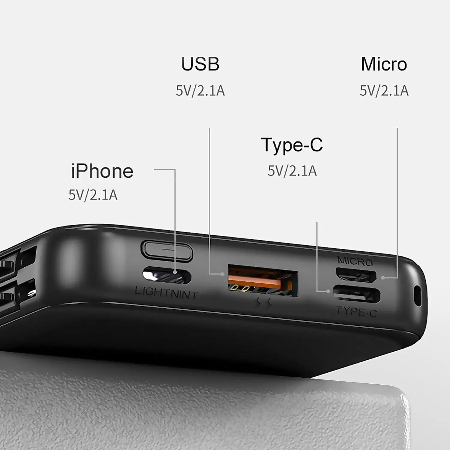 Powerbank 10.000mAh con carga inalámbrica de 15W, salida PD22.5W Super quick charge, carga rápida. Pantalla indicadora de carga.