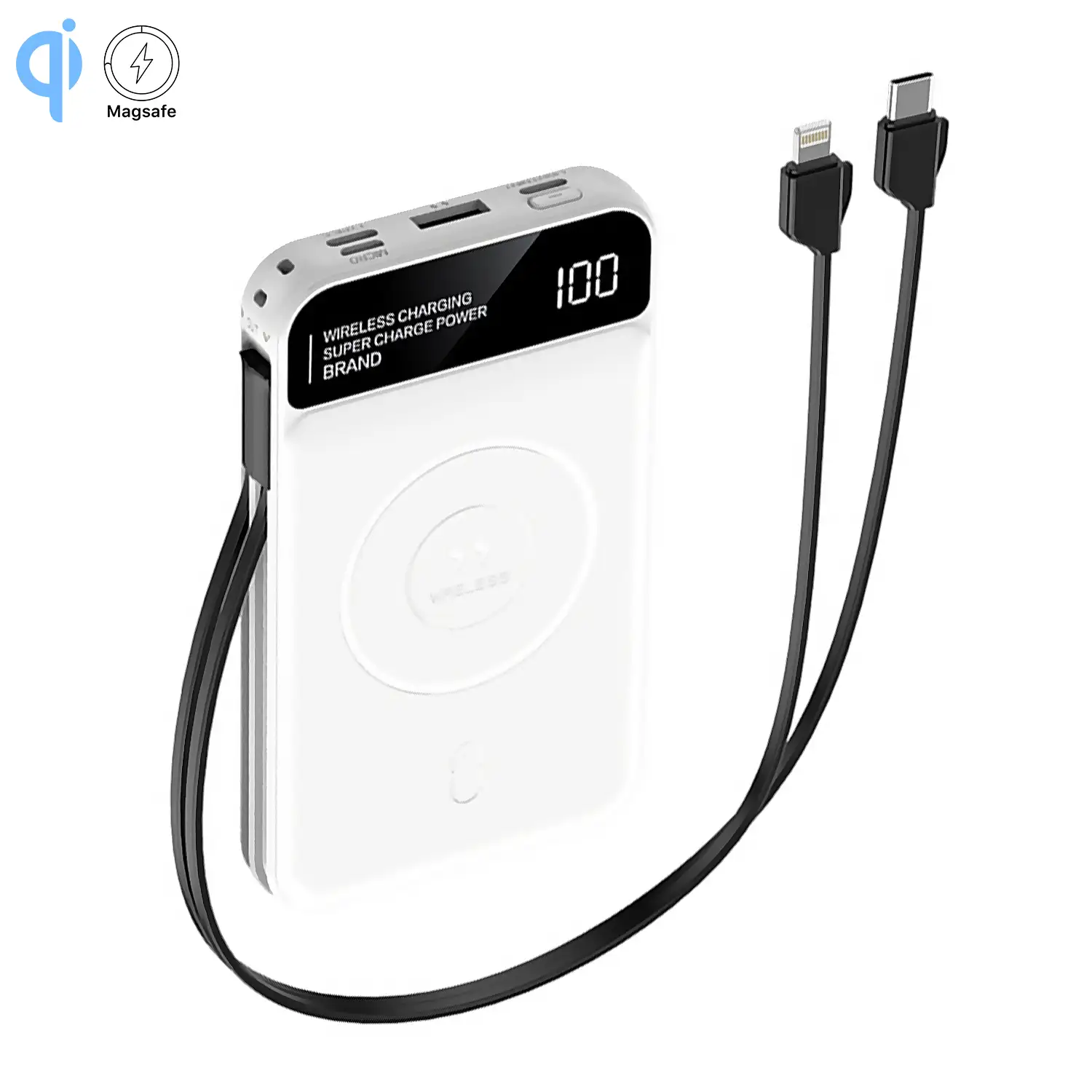 Powerbank 10.000mAh con carga inalámbrica de 15W, salida PD22.5W Super quick charge, carga rápida. Pantalla indicadora de carga.