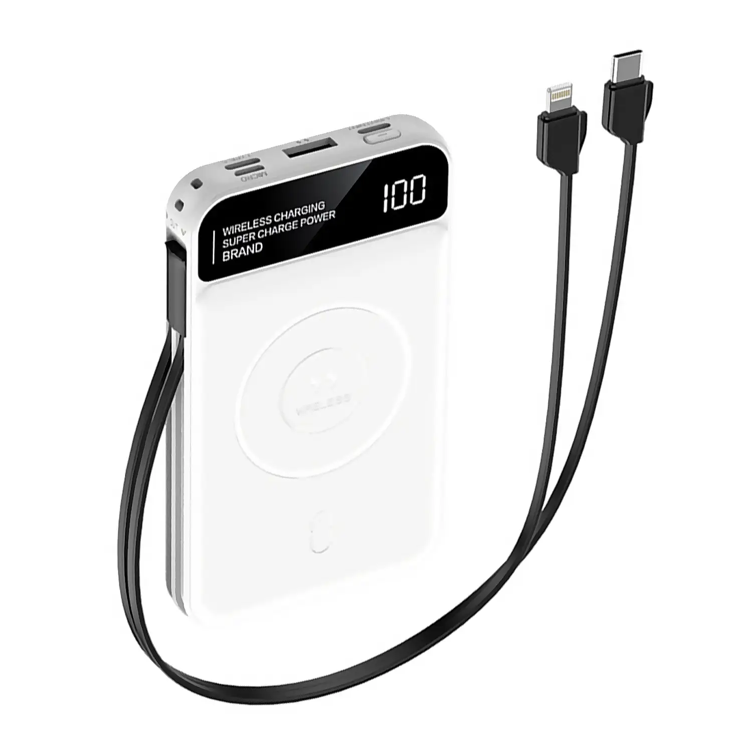 Powerbank 10.000mAh con carga inalámbrica de 15W, salida PD22.5W Super quick charge, carga rápida. Pantalla indicadora de carga.