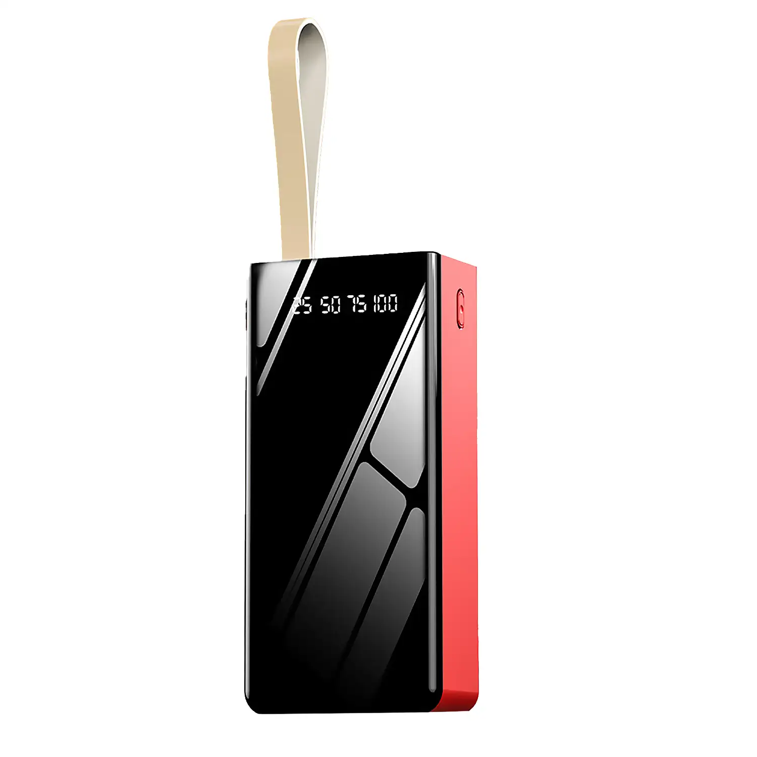 Powerbank 20.000mAh con doble salida USB, colgante de transporte y linterna. Pantalla indicadora de carga.