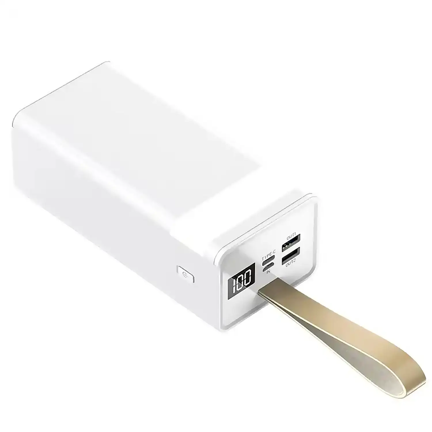 Powerbank 50.000mAh con doble salida USB, carga rápida PD22,5W, salida USB-C, colgante de transporte y linterna de alta potencia. Pantalla led de carga.