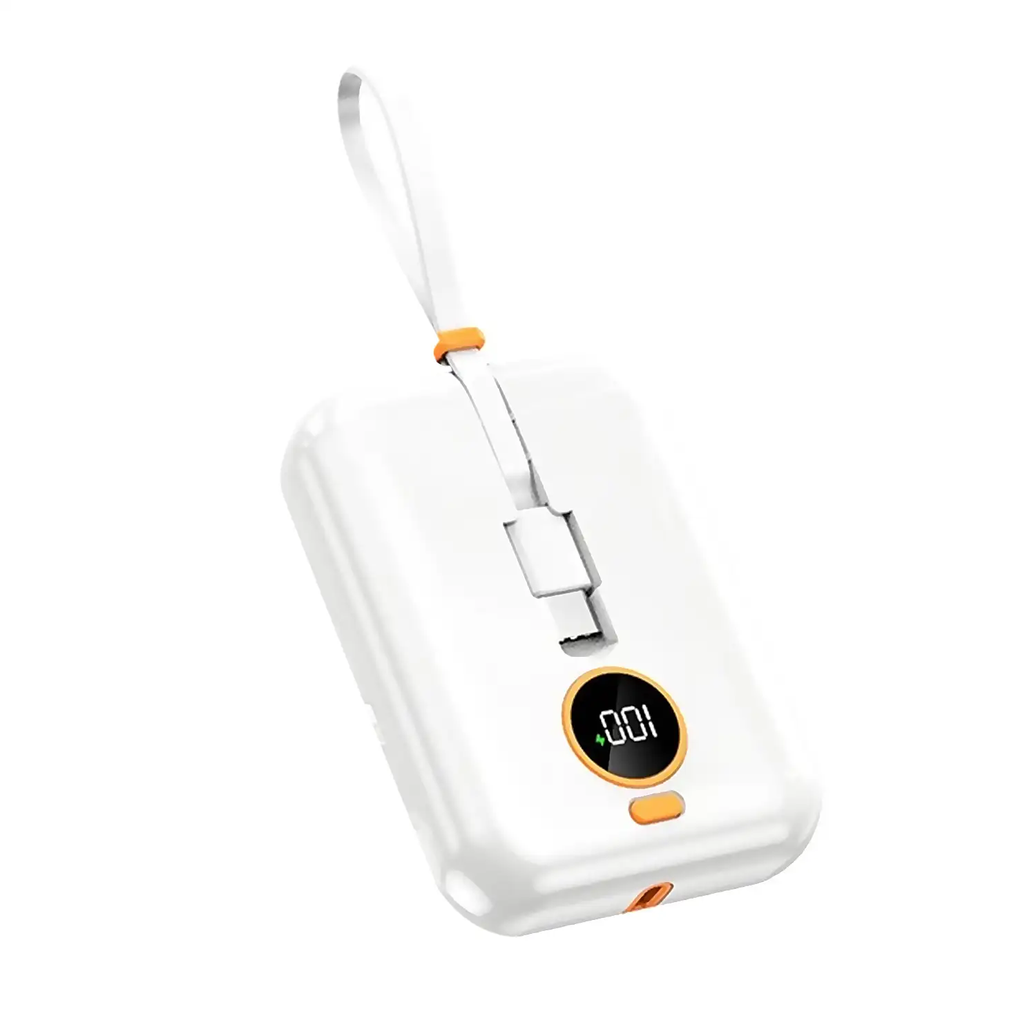 Powerbank 10.000mAh con carga rápida PD22,5W, cable USB-C y Lightning integrado. Pantalla led de carga.