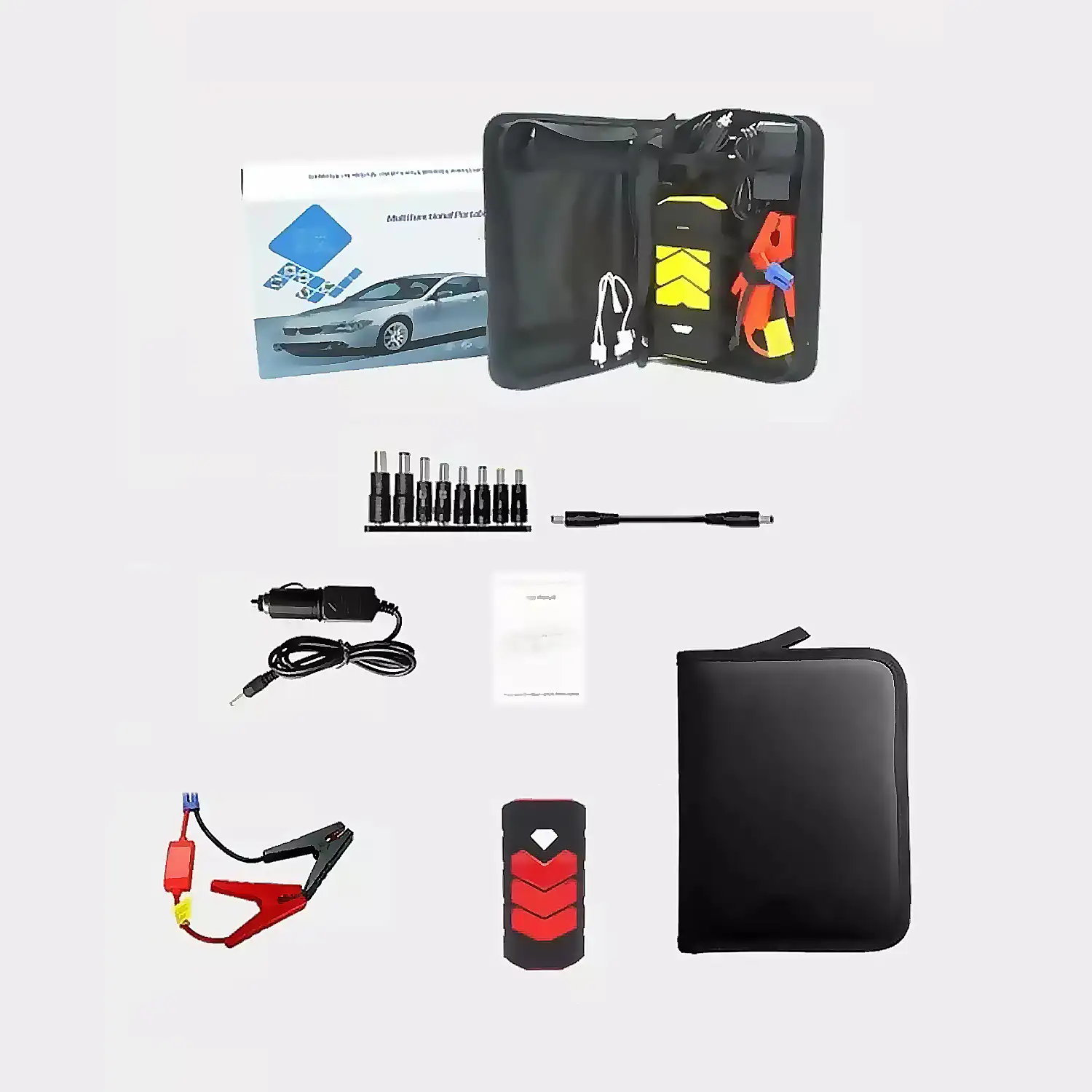 Powerbank de 20.000mAh con arrancador de coche de 12V. Vehículos gasolina hasta 5L y diesel 2.5L. Función de cargador para múltiples dispositivos.