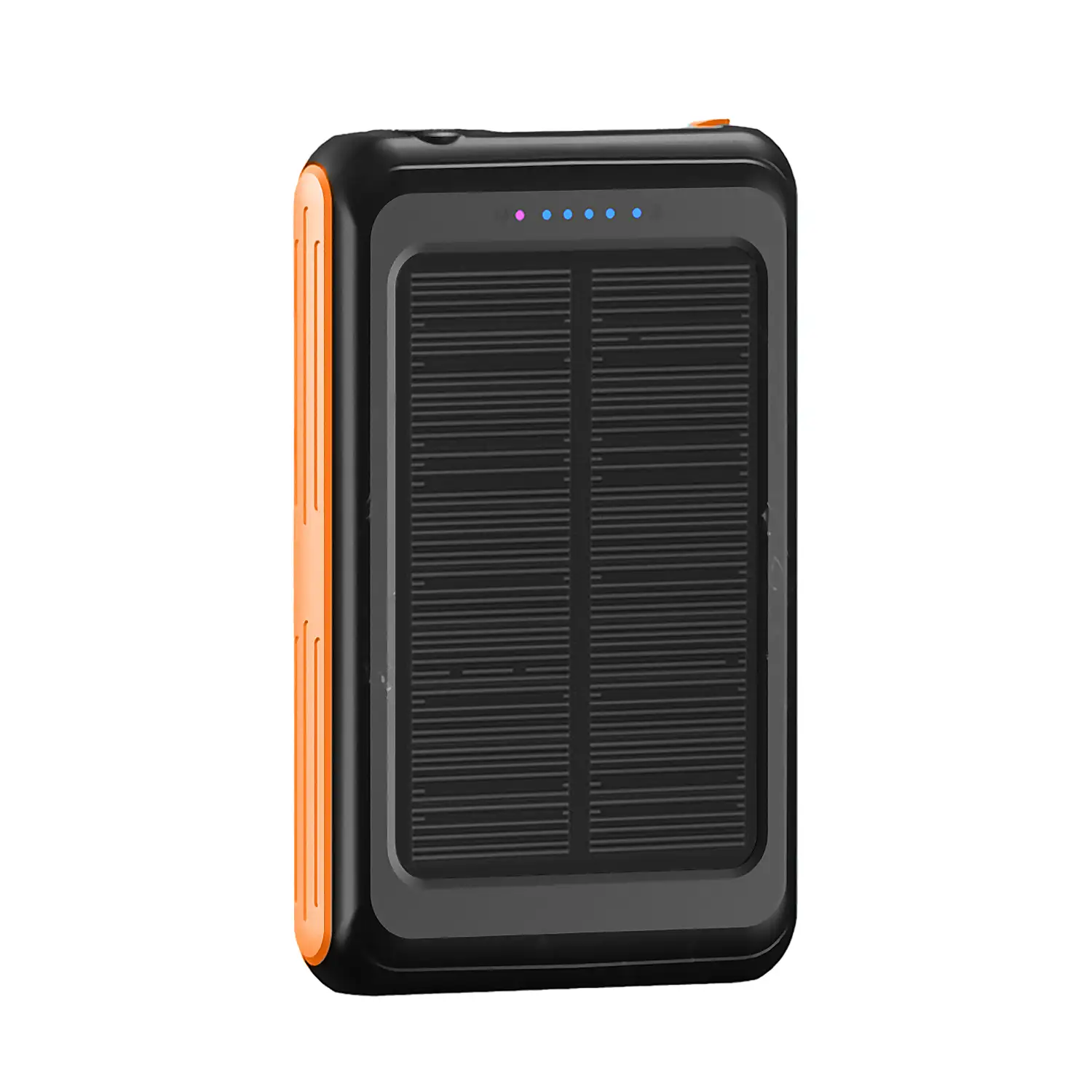 Powerbank solar de 5.000mAh con carga inalámbrica de 5W compatible con Magsafe. Salida USB. Linterna led incorporada.