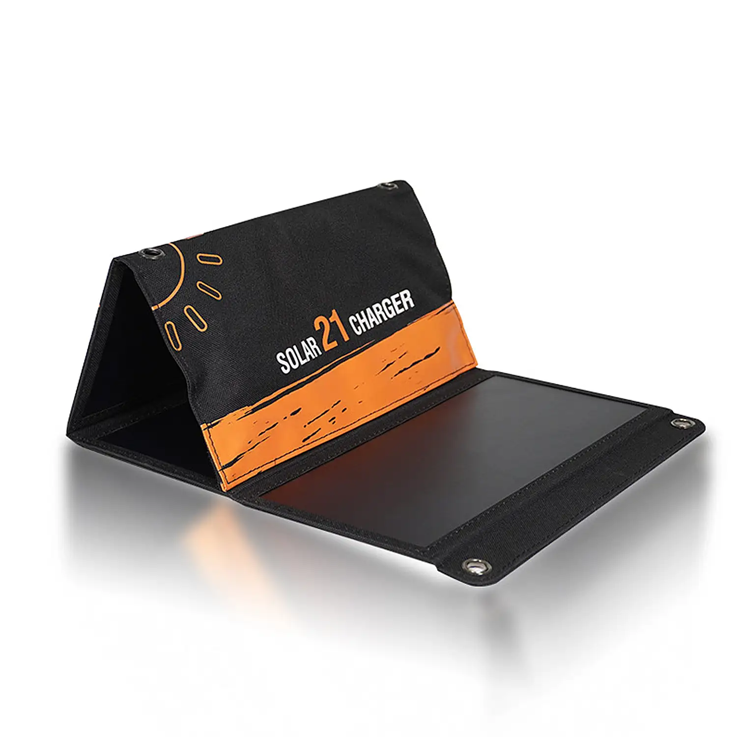 Cargador solar plegable de 21W. Para tablet, PC, smartphone, cámara de fotos, etc.