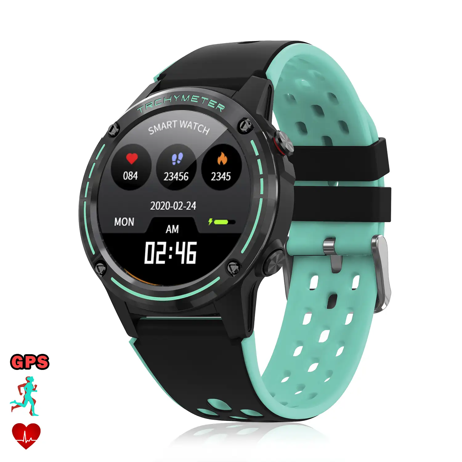 Smartwatch M6S. Funciones deportivas con seguimiento GPS. Brújula, barómetro y altímetro. SIM, monitor cardiaco, notificaciones de Apps.