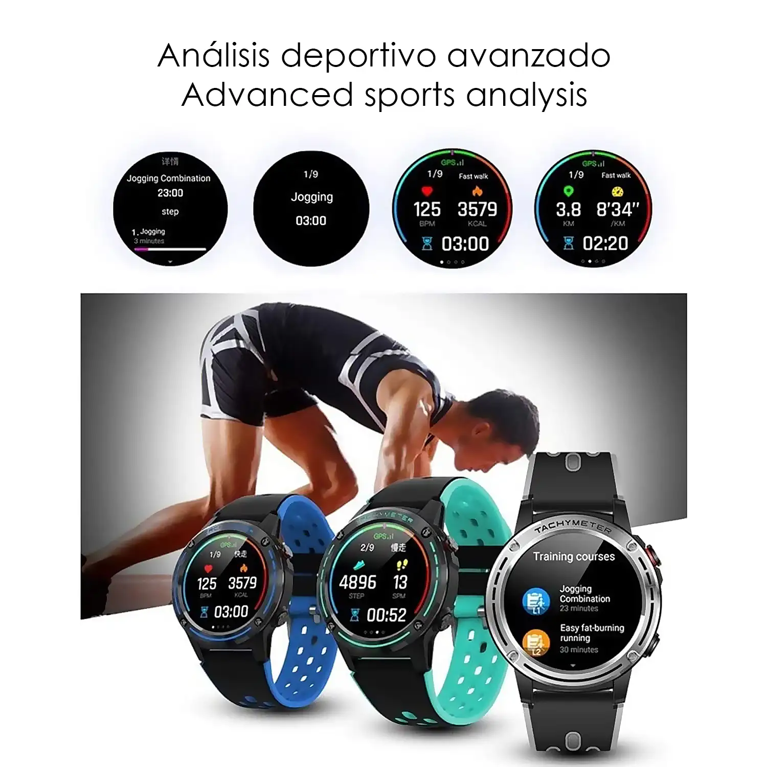 Smartwatch M6S. Funciones deportivas con seguimiento GPS. Brújula, barómetro y altímetro. SIM, monitor cardiaco, notificaciones de Apps.