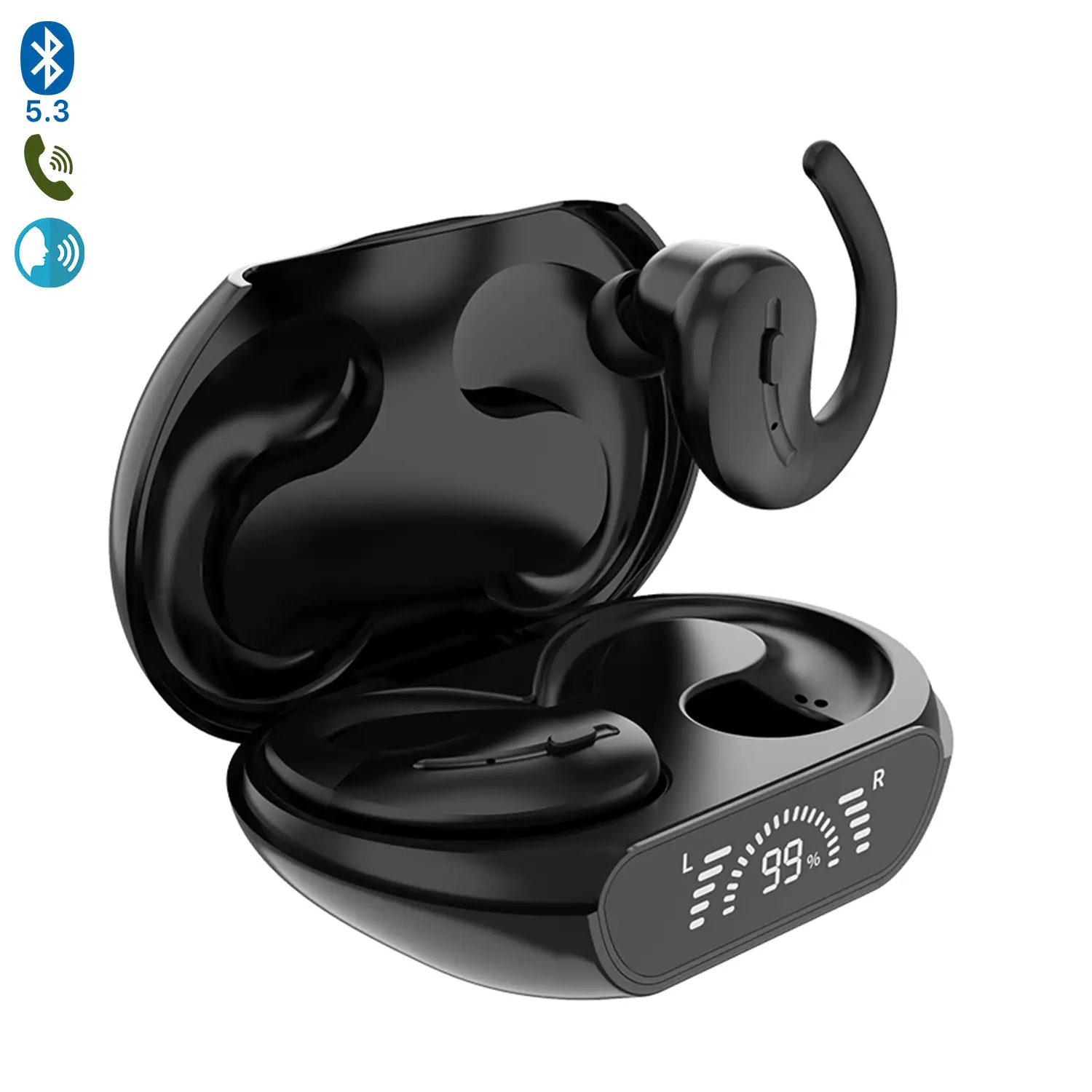 Auriculares TWS A8 con pantalla indicadora de carga. Base de carga 500mAh.