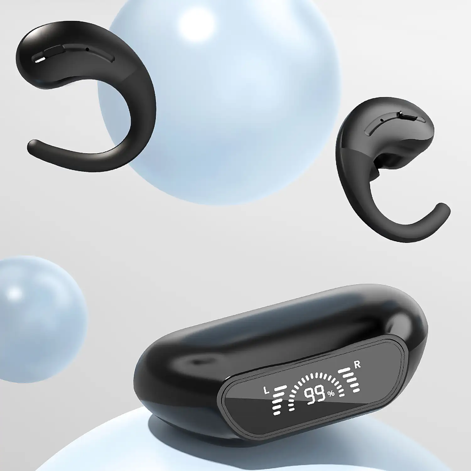 Auriculares TWS A8 con pantalla indicadora de carga. Base de carga 500mAh.