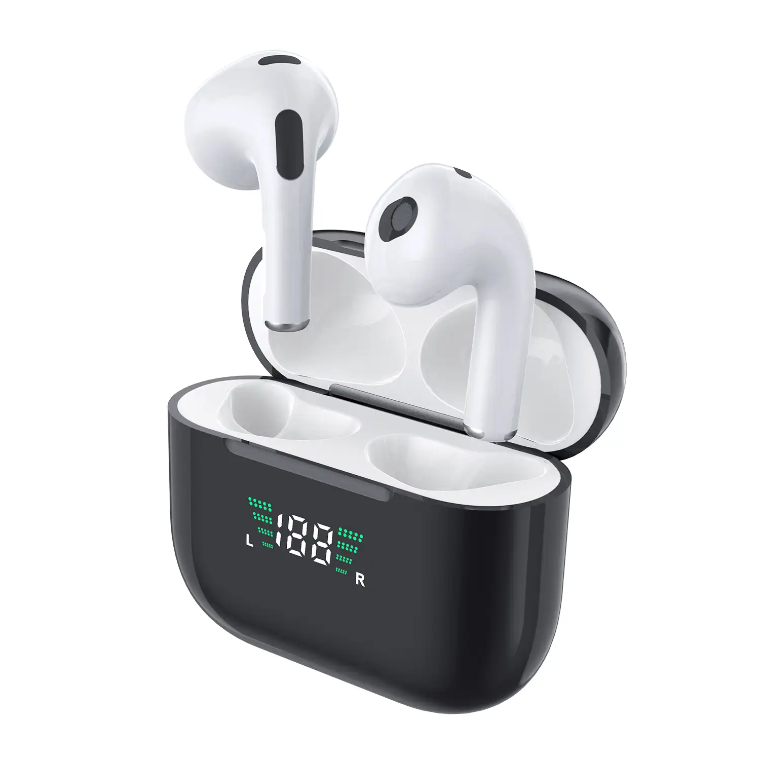 Auriculares TWS P4 Pro con pantalla indicadora de carga. Base de carga 200mAh.