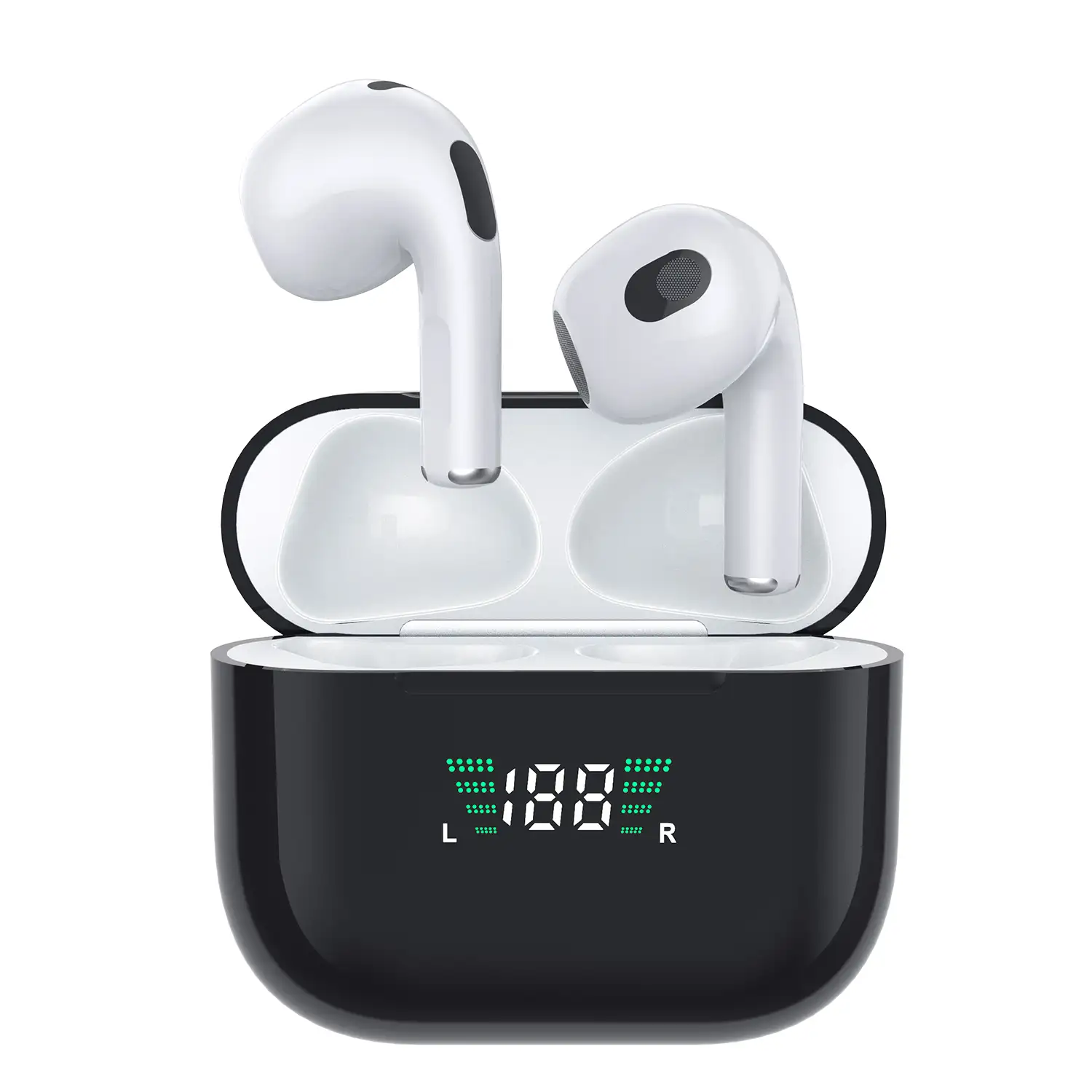 Auriculares TWS P4 Pro con pantalla indicadora de carga. Base de carga 200mAh.