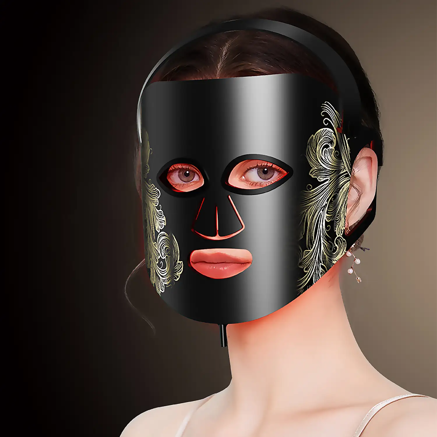 Máscara de tratamientos de la piel por luz. Cuidado facial, anti edad, rejuvenecimiento de la piel.