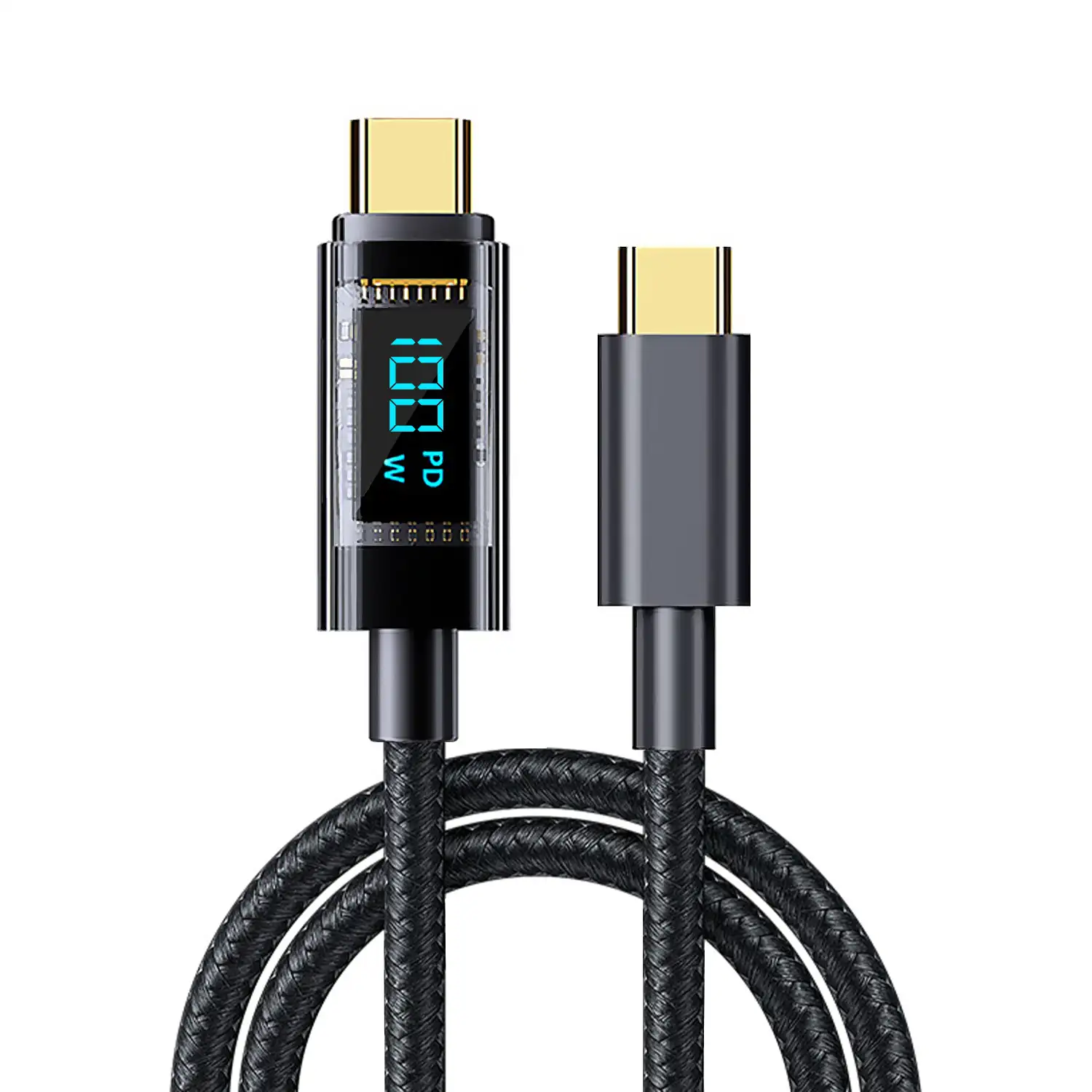 Cable USB-C a USB-C de 100W PD, carga rápida, pantalla digital, 1,2 metros.