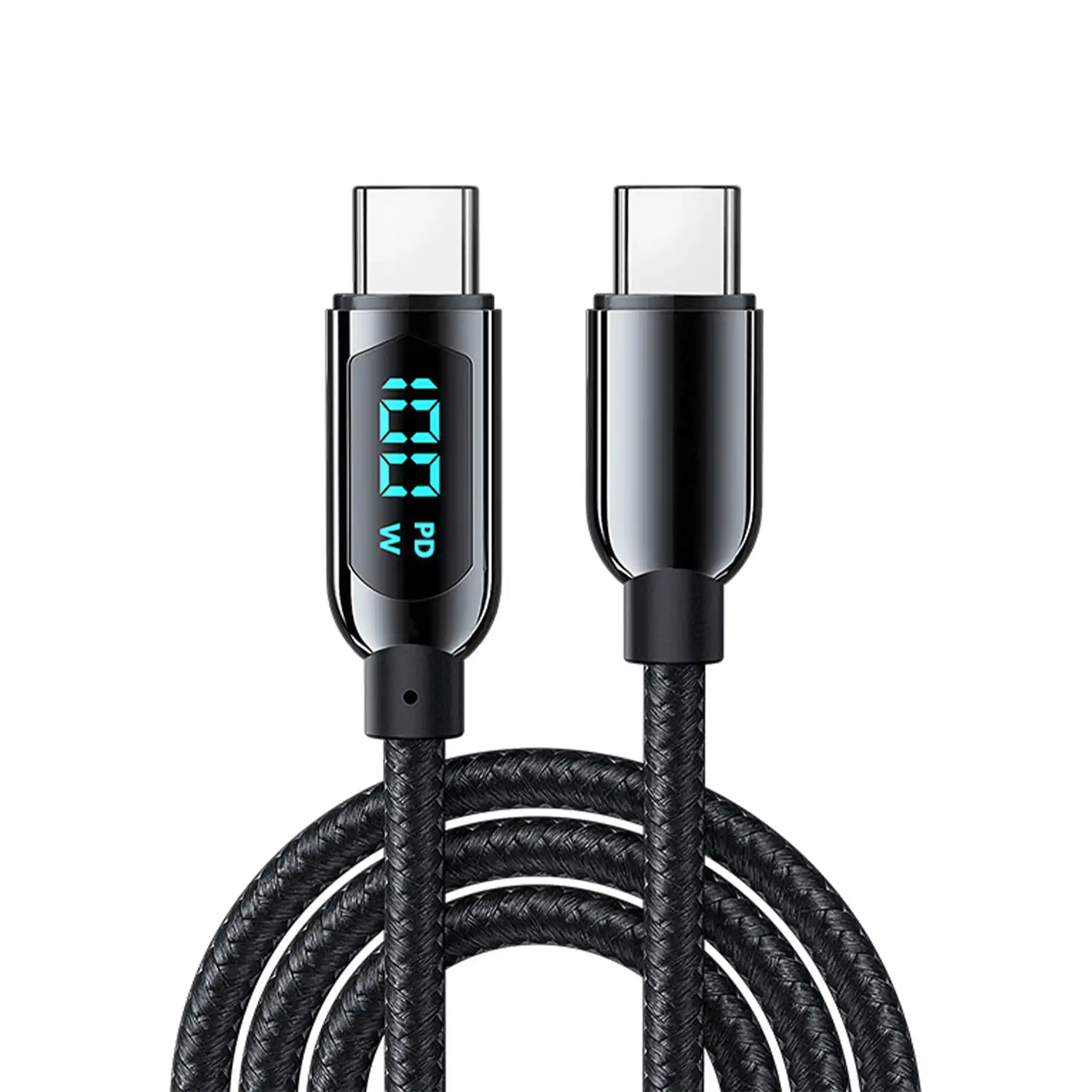 Cable USB-C a USB-C de 100W PD, carga rápida, pantalla digital, 1,2 metros. Aleación de Zinc.