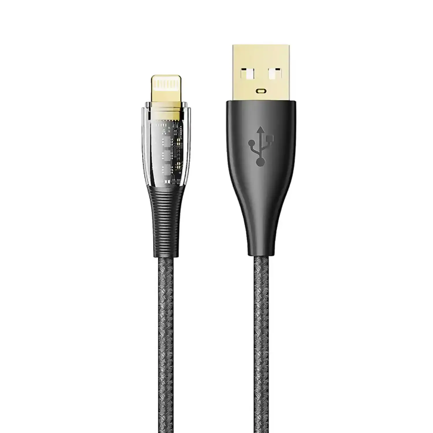 Cable USB 2.0 AM a Lightning PD20W. 2 metros, OD 3,5mm. Con luz LED.