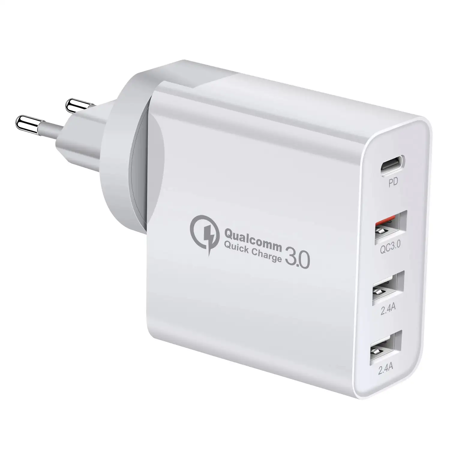 Cargador USB PD48W. Salidas PD30W+QC3.0 18W+2.4A. Enchufe: US/EU