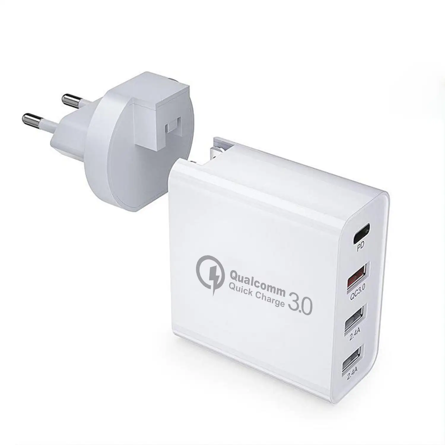 Cargador USB PD48W. Salidas PD30W+QC3.0 18W+2.4A. Enchufe: US/EU