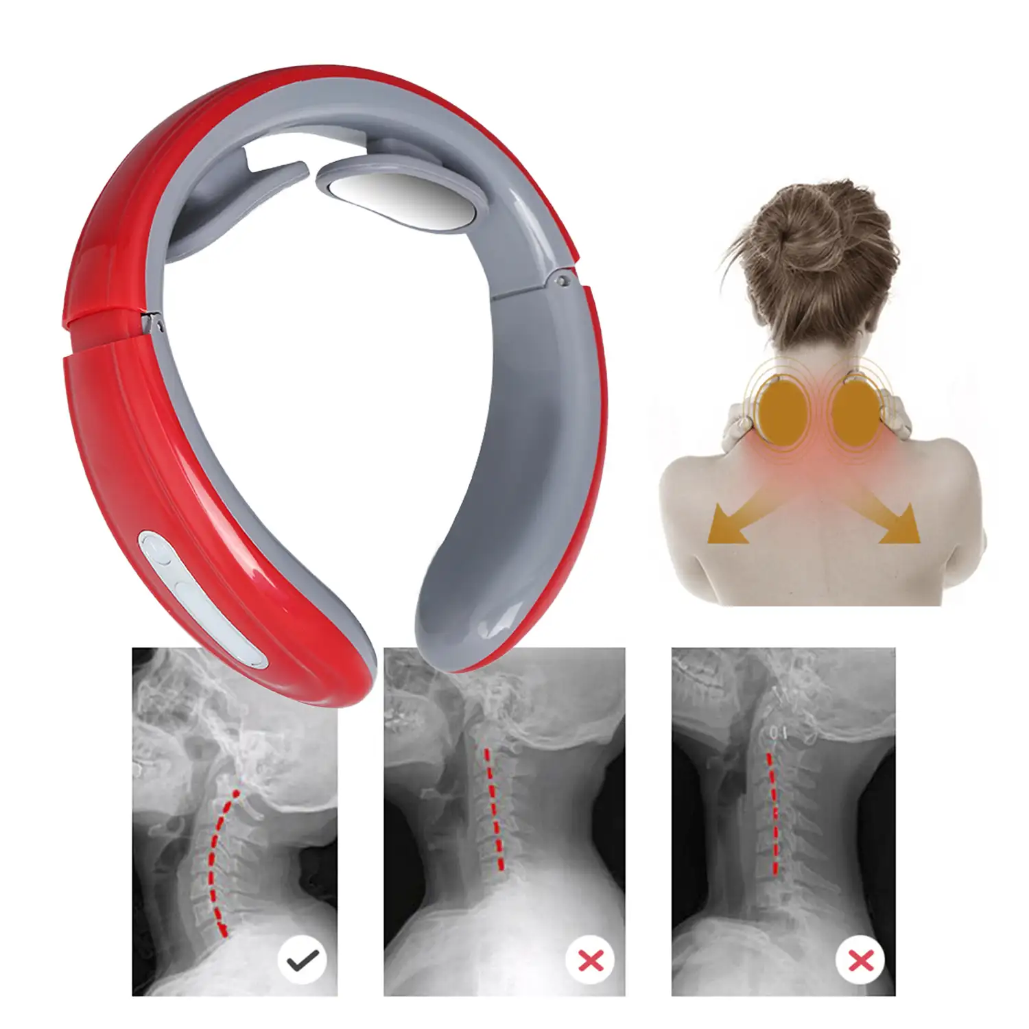 Masajeador de cuello JT-700 con modo calor y pulso.