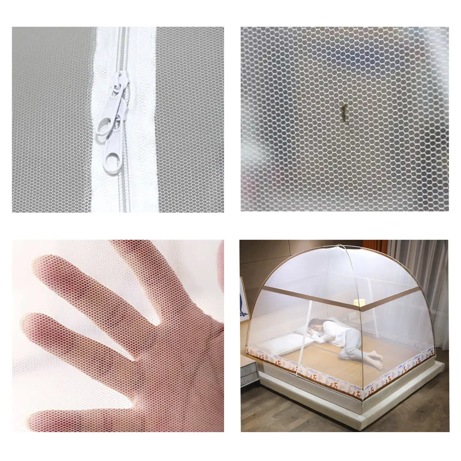Mosquitera plegable infantil para cama con doble puerta, diseño bosque. 150cm