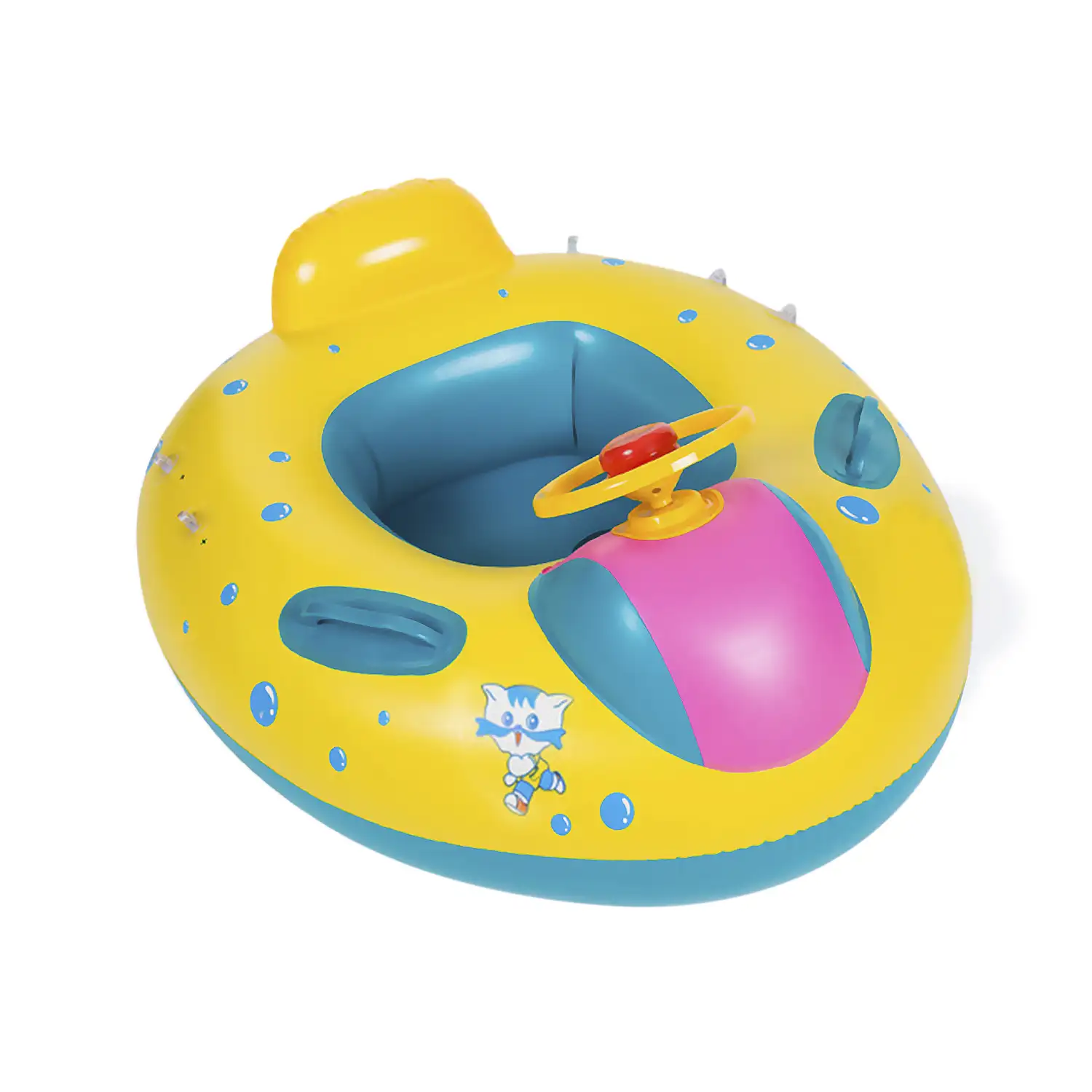 Flotador infantil con toldo. Con volante y asas laterales. 72x67cm.