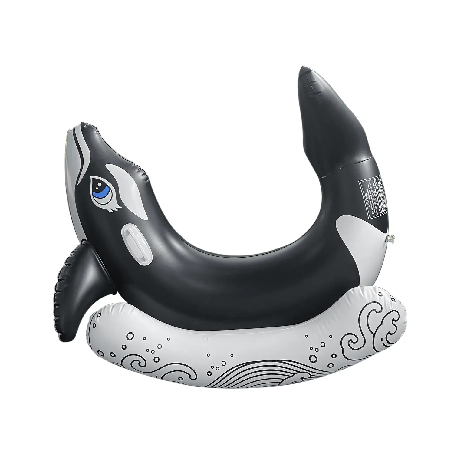 Sillón flotador infantil hinchable, diseño orca, dispara agua.