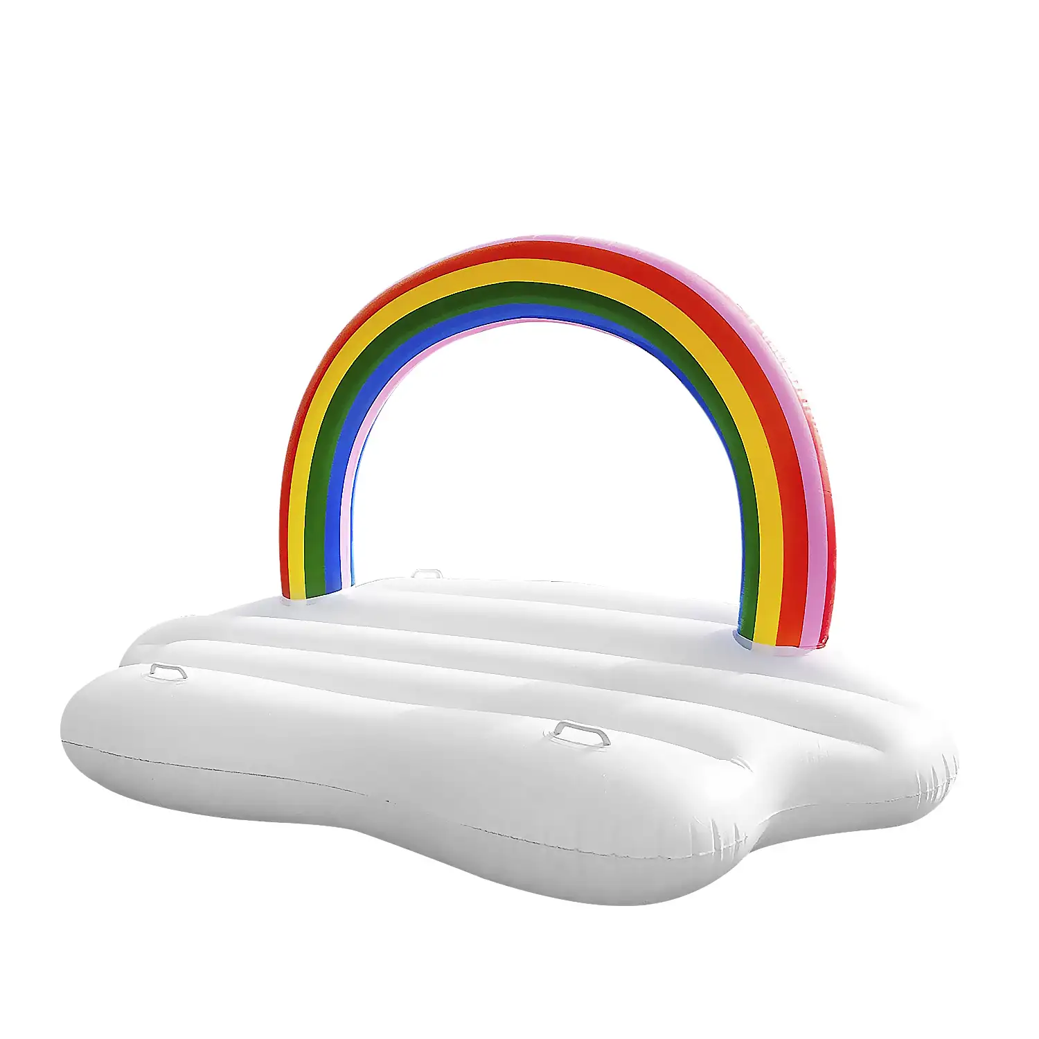 Flotador gigante tipo balsa con forma de nube con arcoiris. 183x120cm.