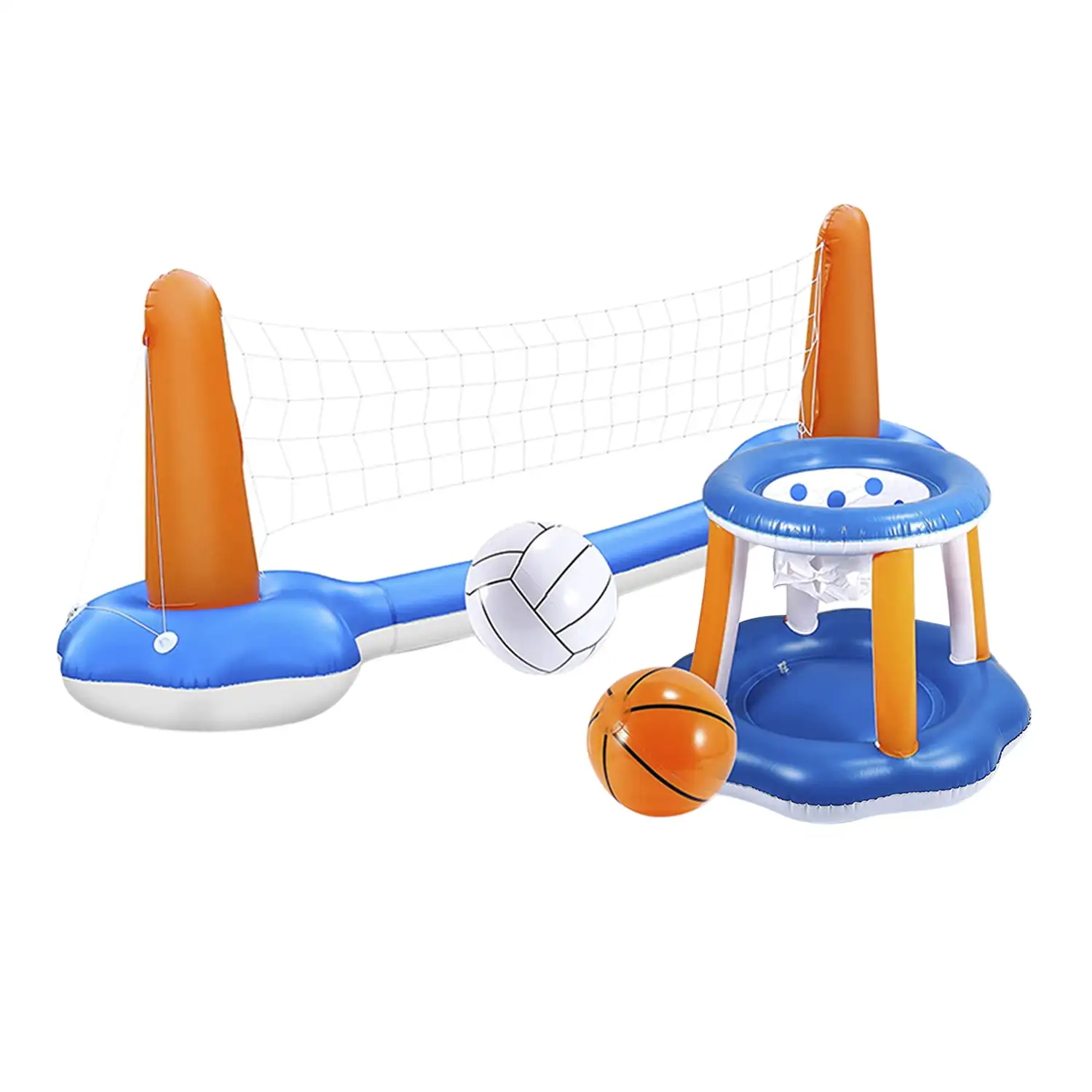 Juego de hinchables voleibol y baloncesto, para piscina y exteriores.