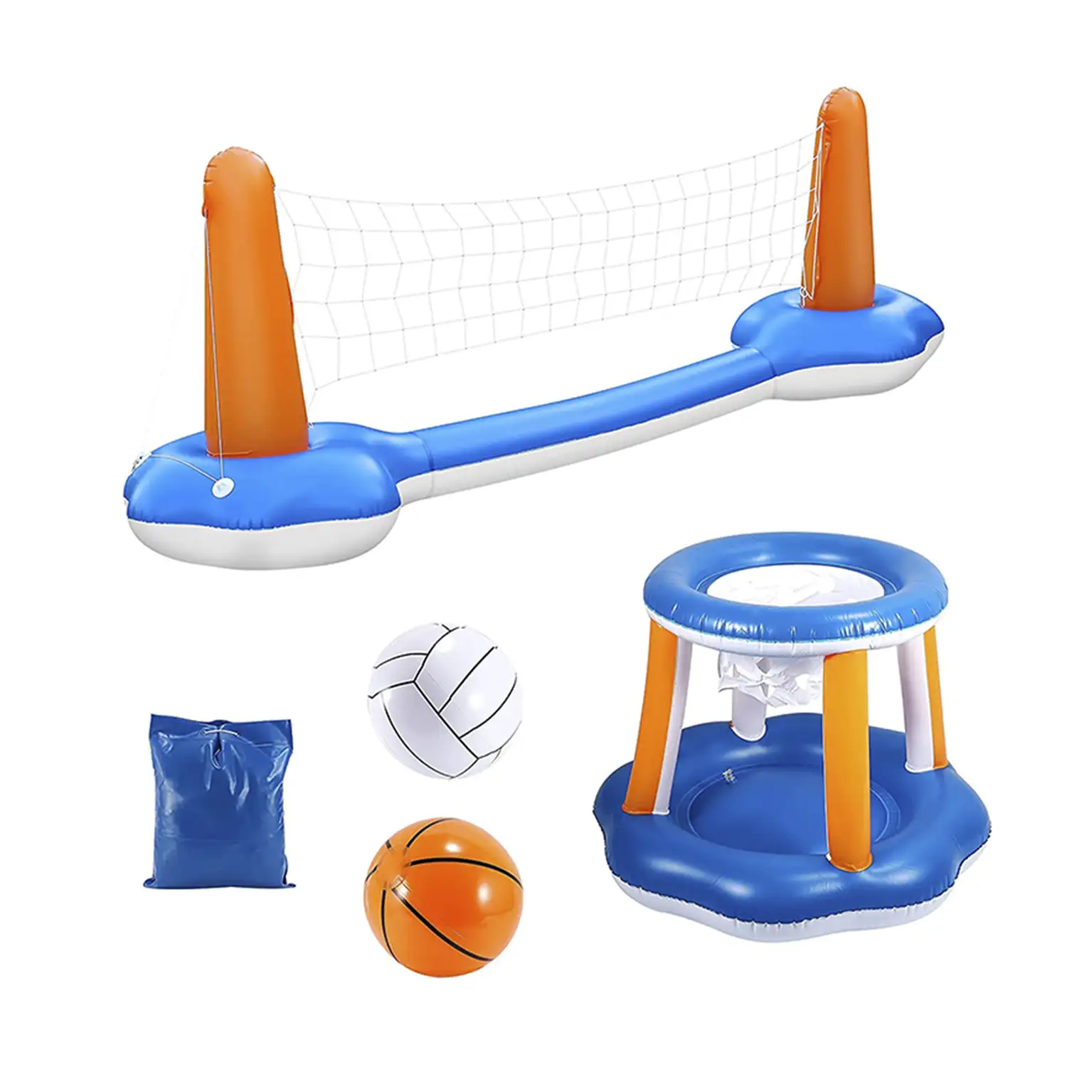 Juego de hinchables voleibol y baloncesto, para piscina y exteriores.