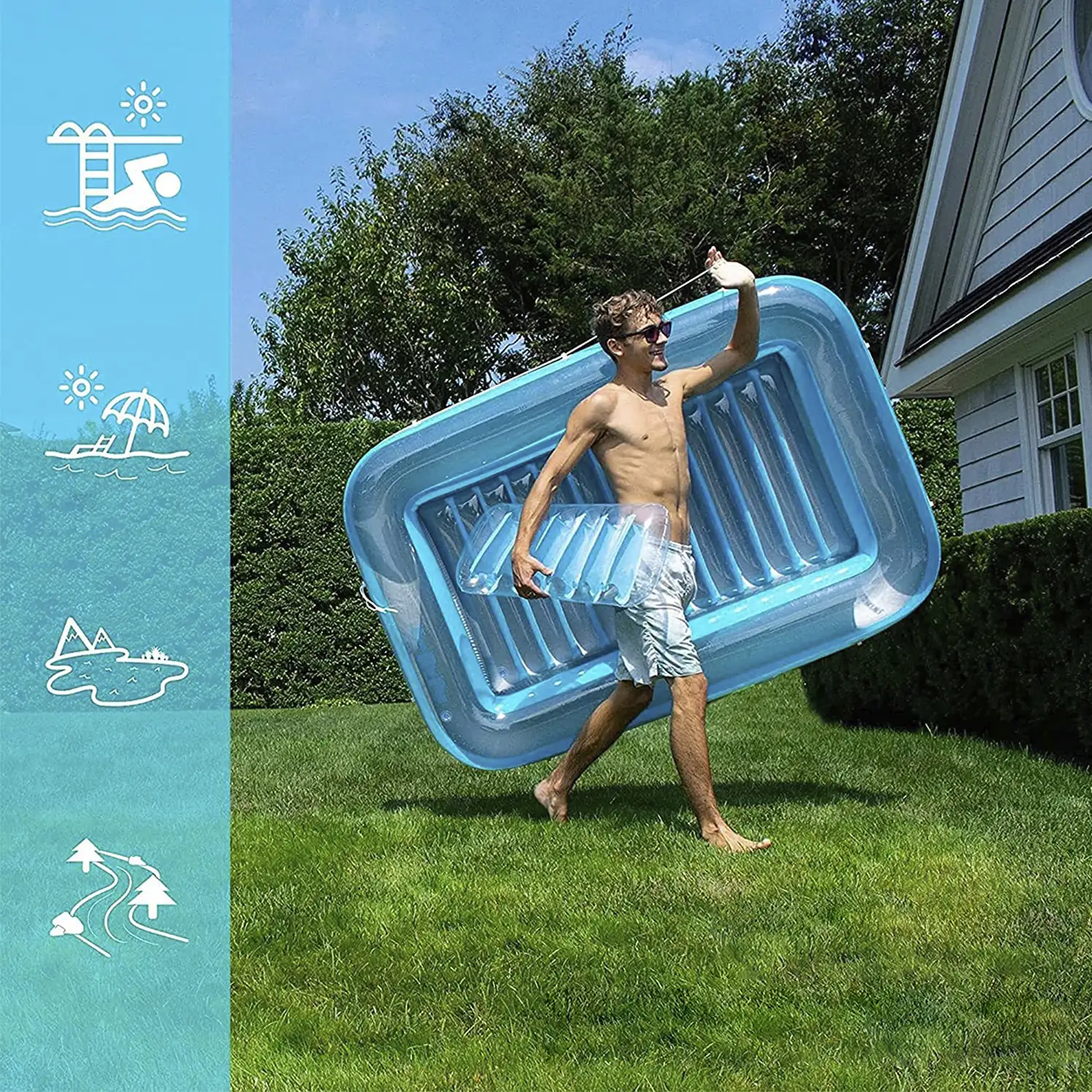 Tumbona flotante gigante hinchable para piscina, lago, mar, exteriores.