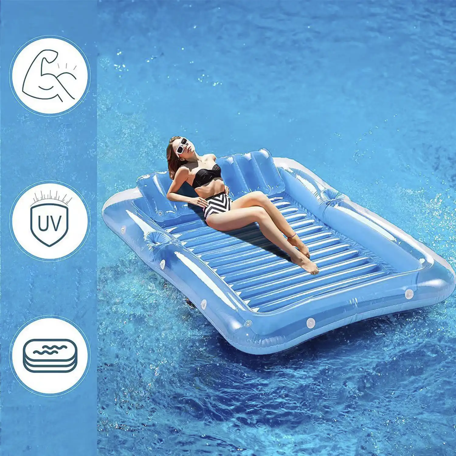 Tumbona flotante gigante hinchable para piscina, lago, mar, exteriores.