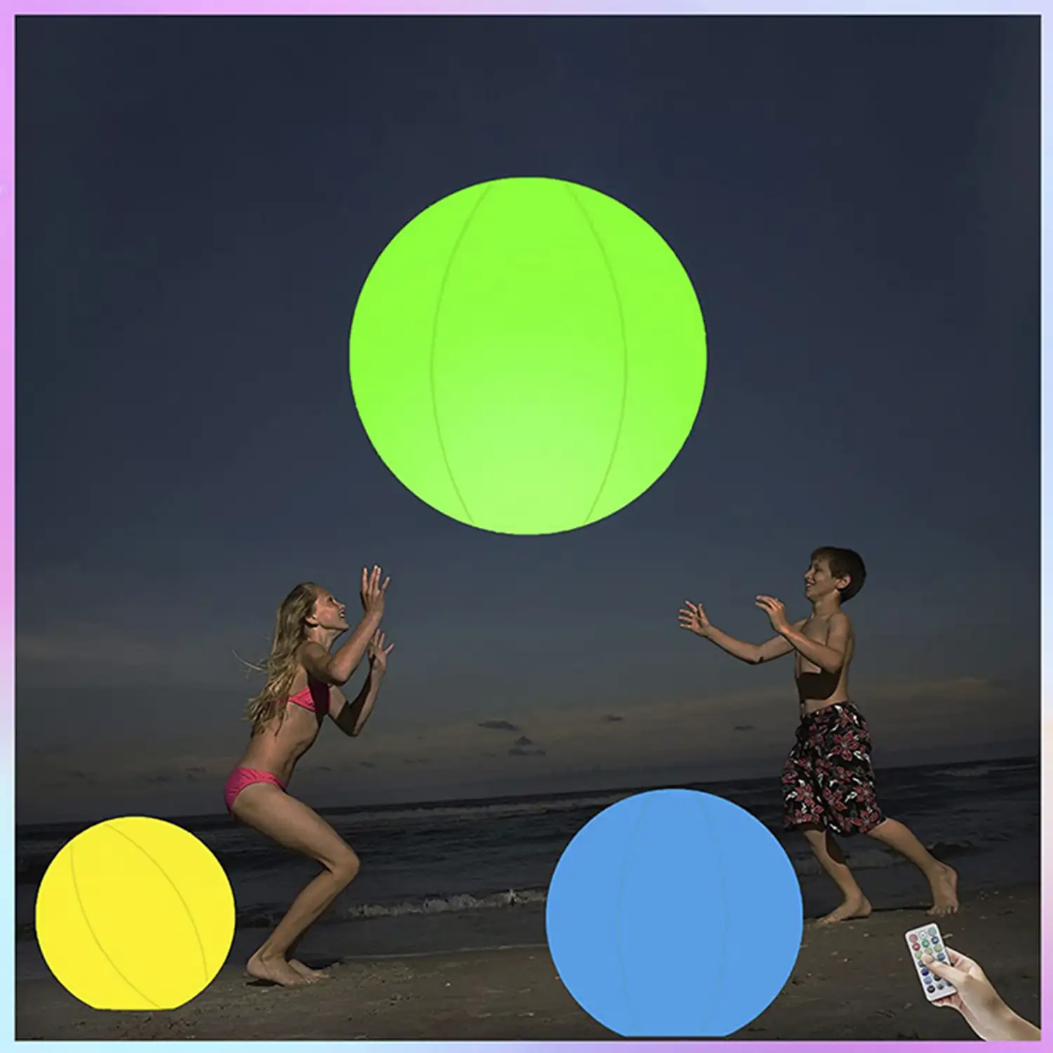 Pelotas hinchables de 40cm con luz.