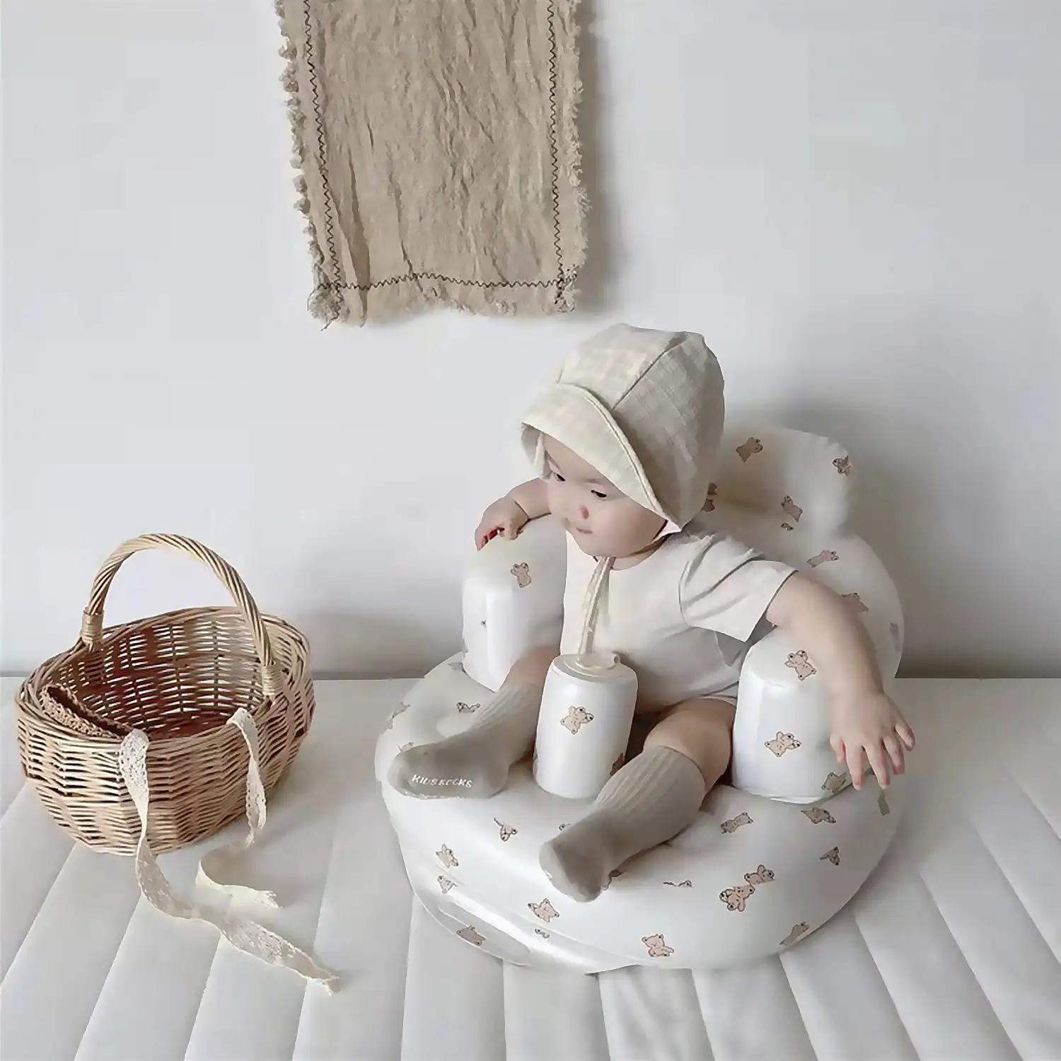 Silla hinchable para bebés, diseño ositos.