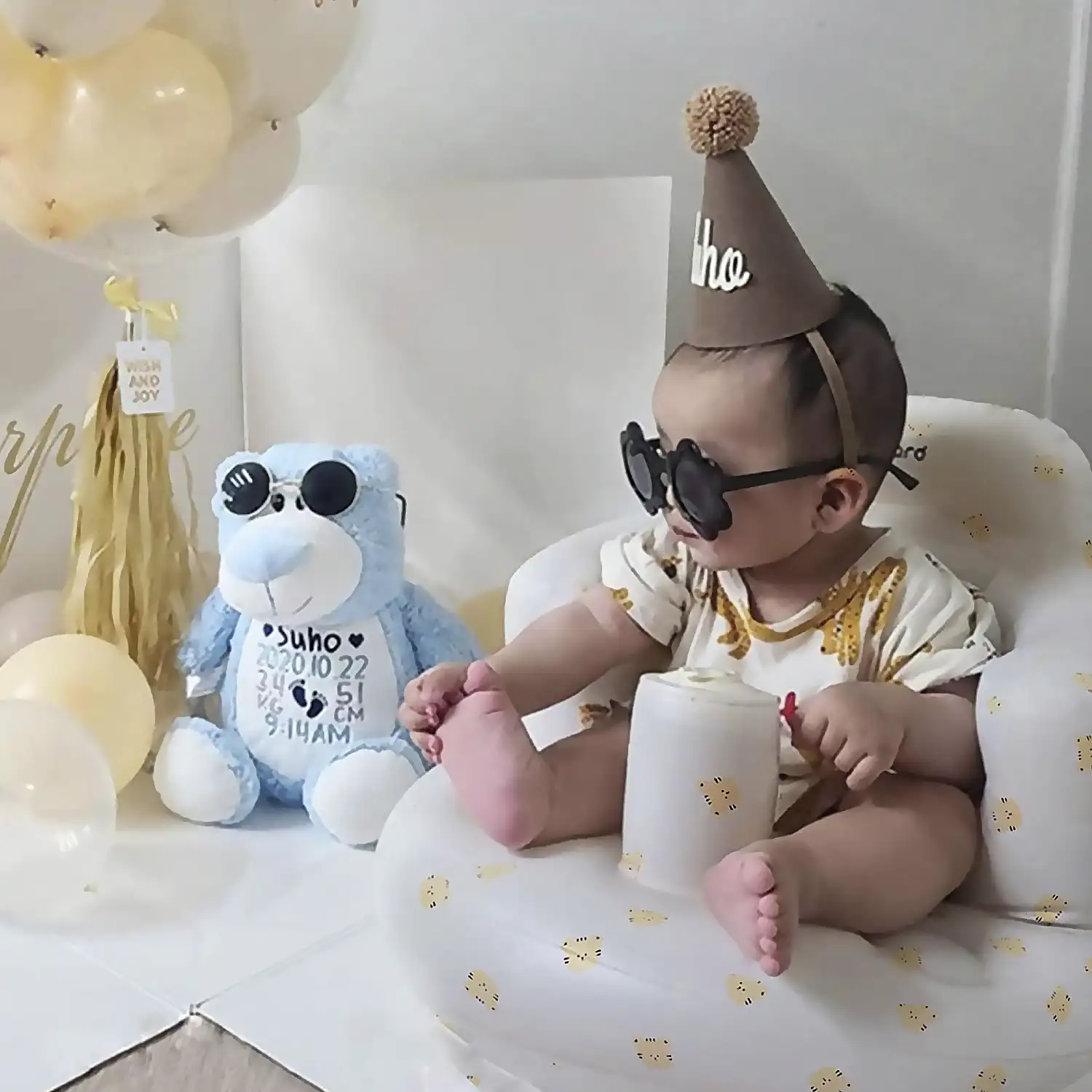 Silla hinchable para bebés, diseño tigres.