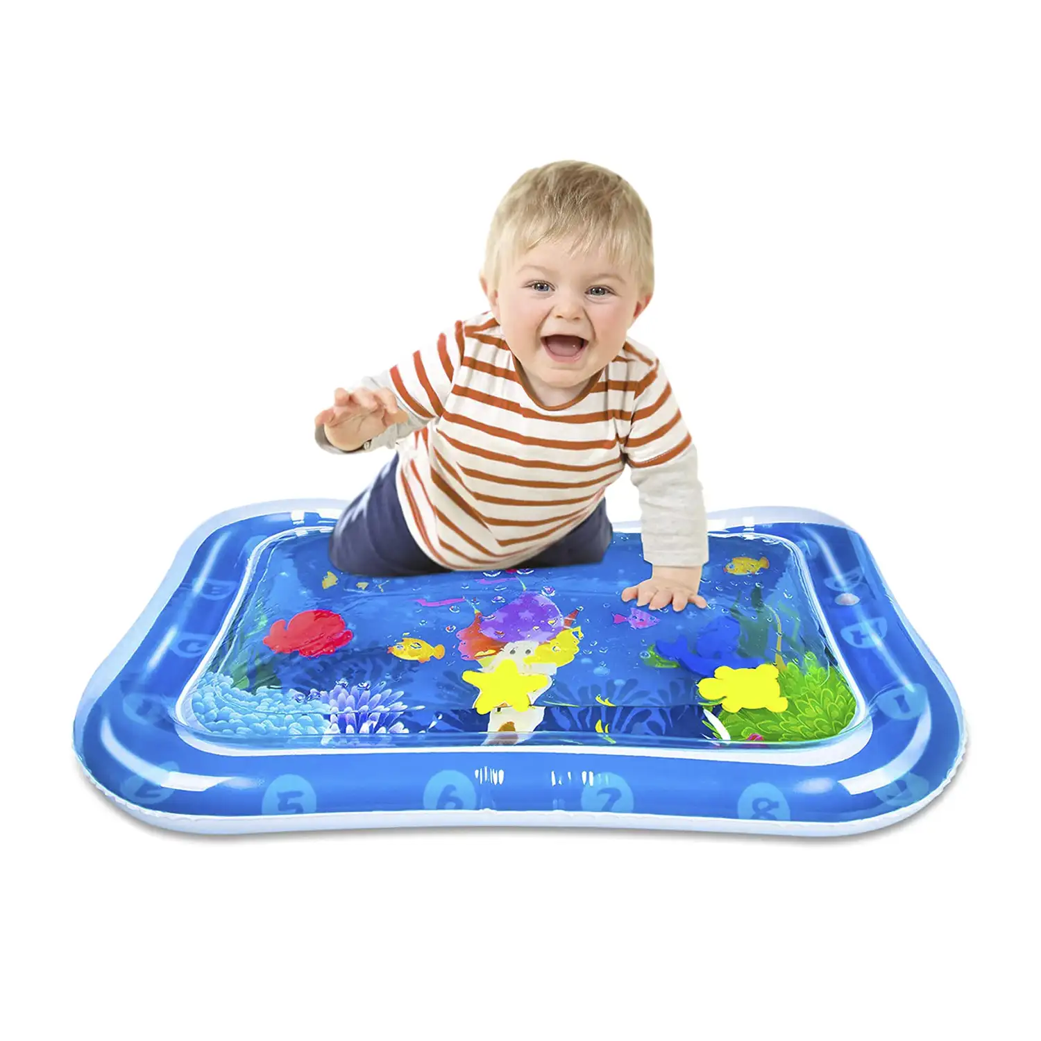 Colchoneta hinchable infantil diseño fondo marino. 70x50cm.