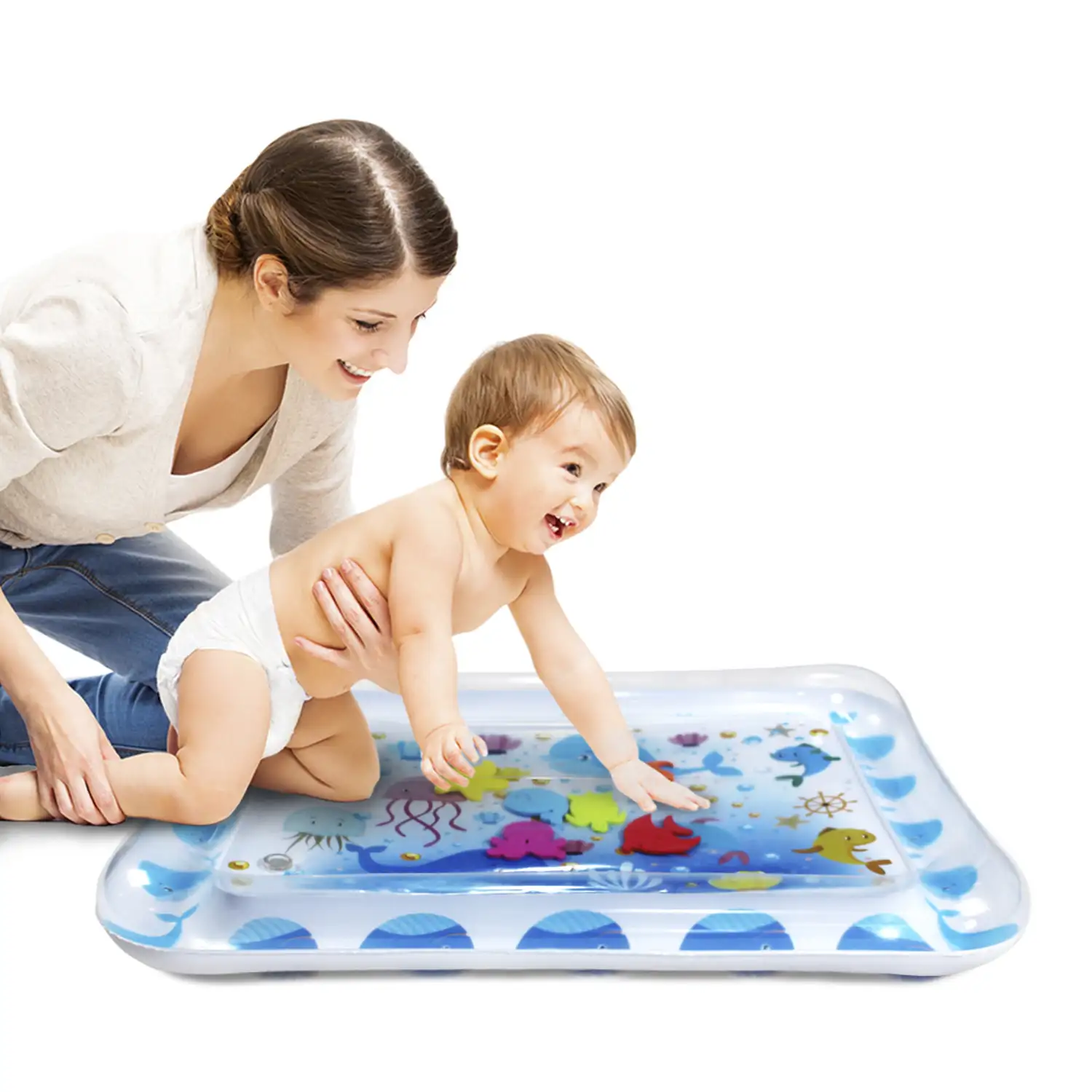 Colchoneta hinchable infantil diseño vida marina. 70x50cm.