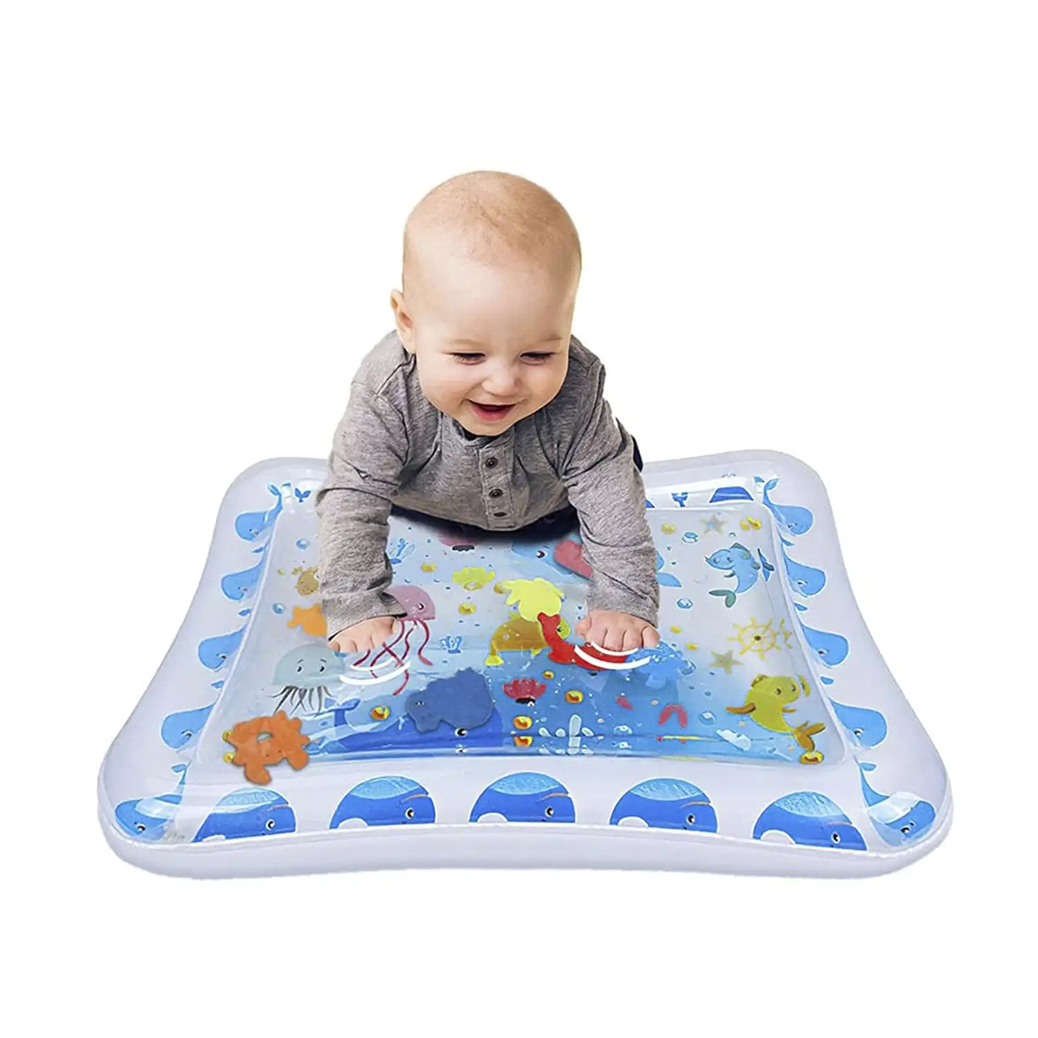 Colchoneta hinchable infantil diseño vida marina. 70x50cm.