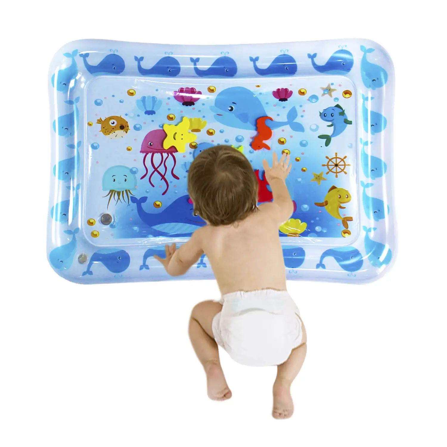 Colchoneta hinchable infantil diseño vida marina. 70x50cm.