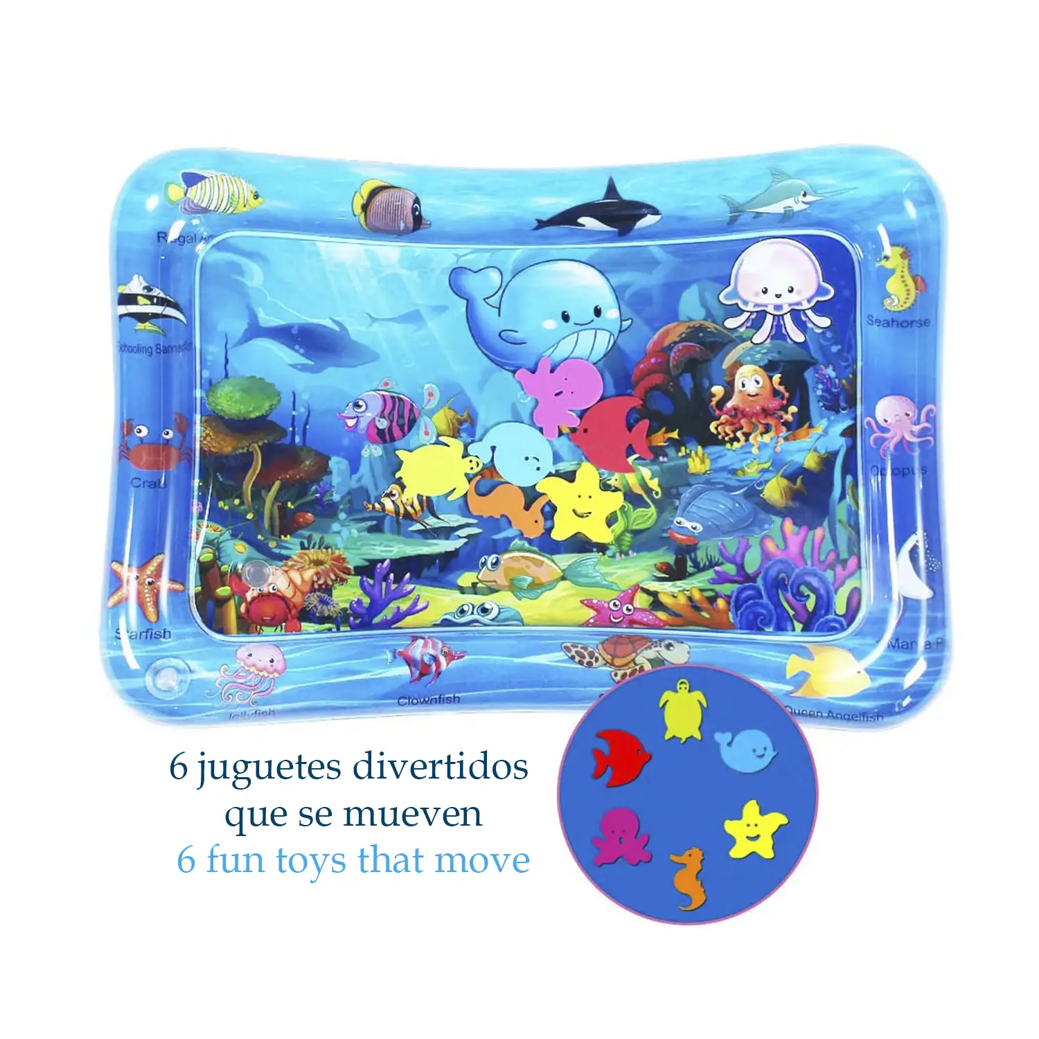 Colchoneta hinchable infantil diseño bajo el mar. 70x50cm.