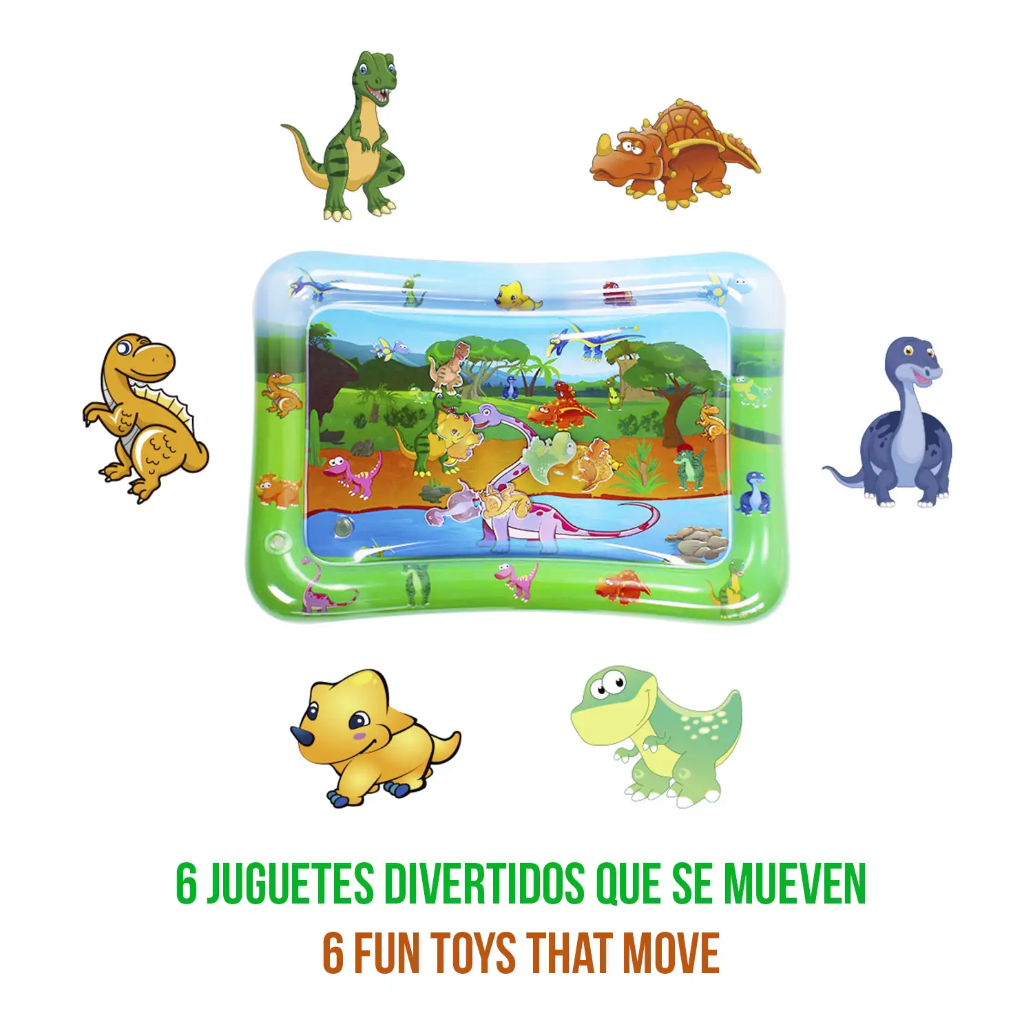 Colchoneta hinchable infantil diseño dinosaurios. 70x50cm.
