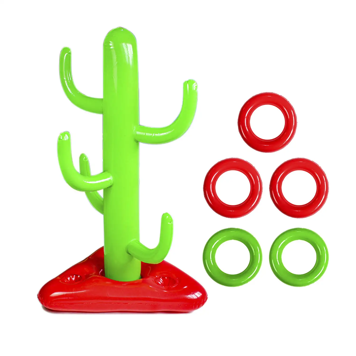 Cactus hinchable  con 5 anillas. Juego de habilidad y puntería. 66x110cm.